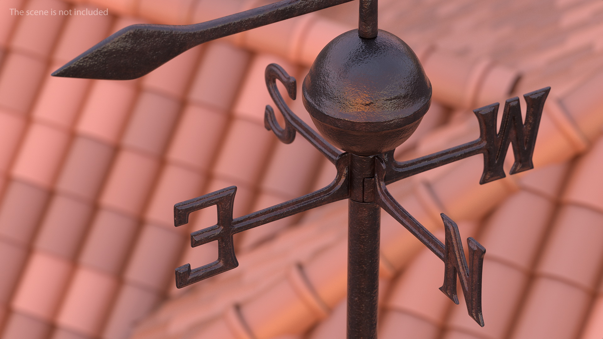 Vintage Cast Iron Rooster Weathervane 3D