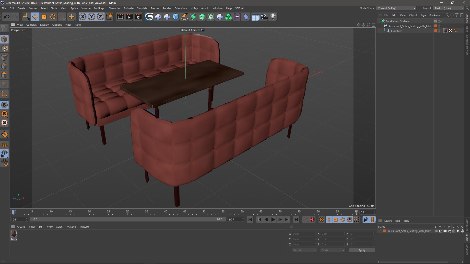 3D model Restaurant Sofas Seating with Table