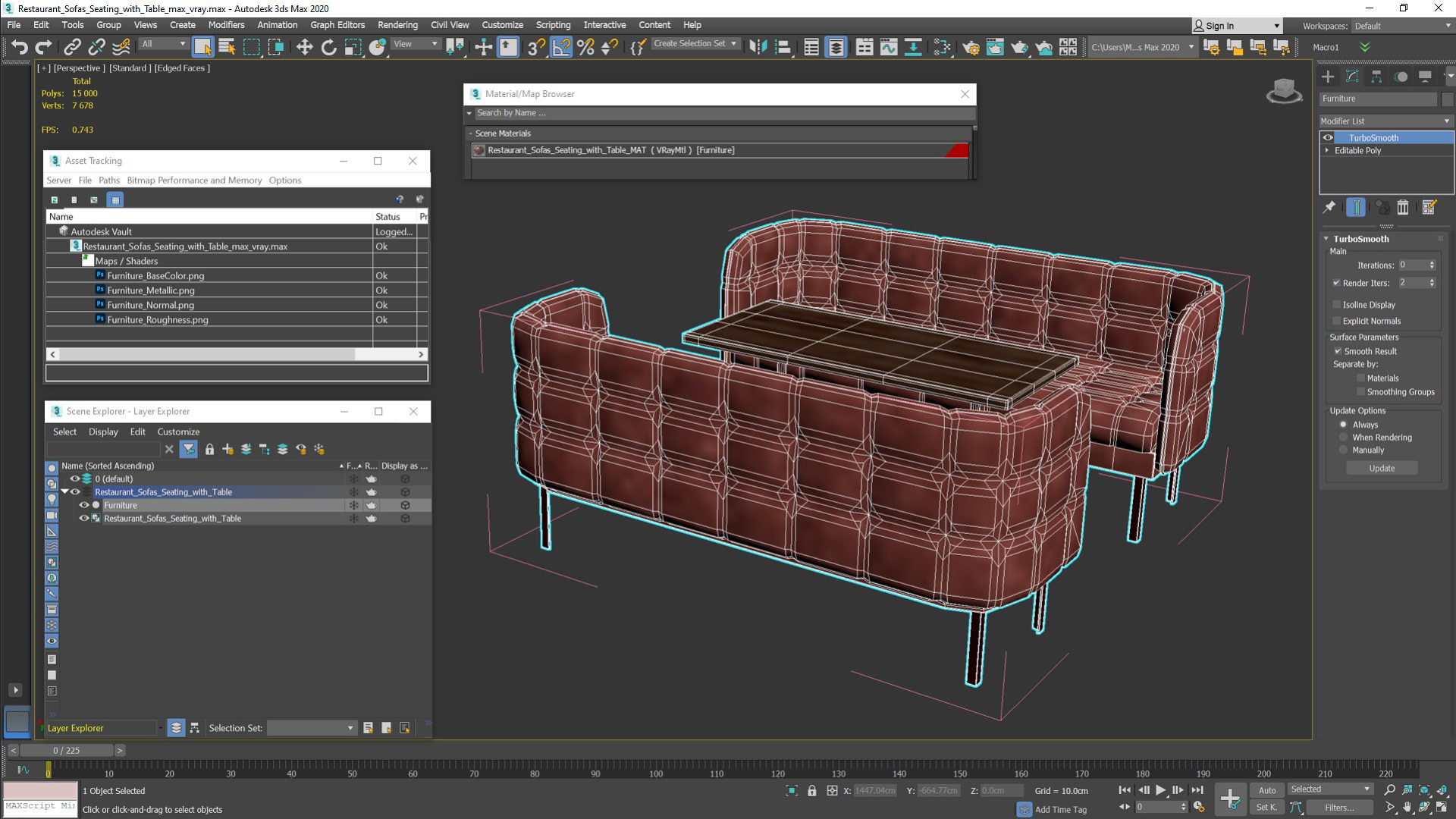 3D model Restaurant Sofas Seating with Table