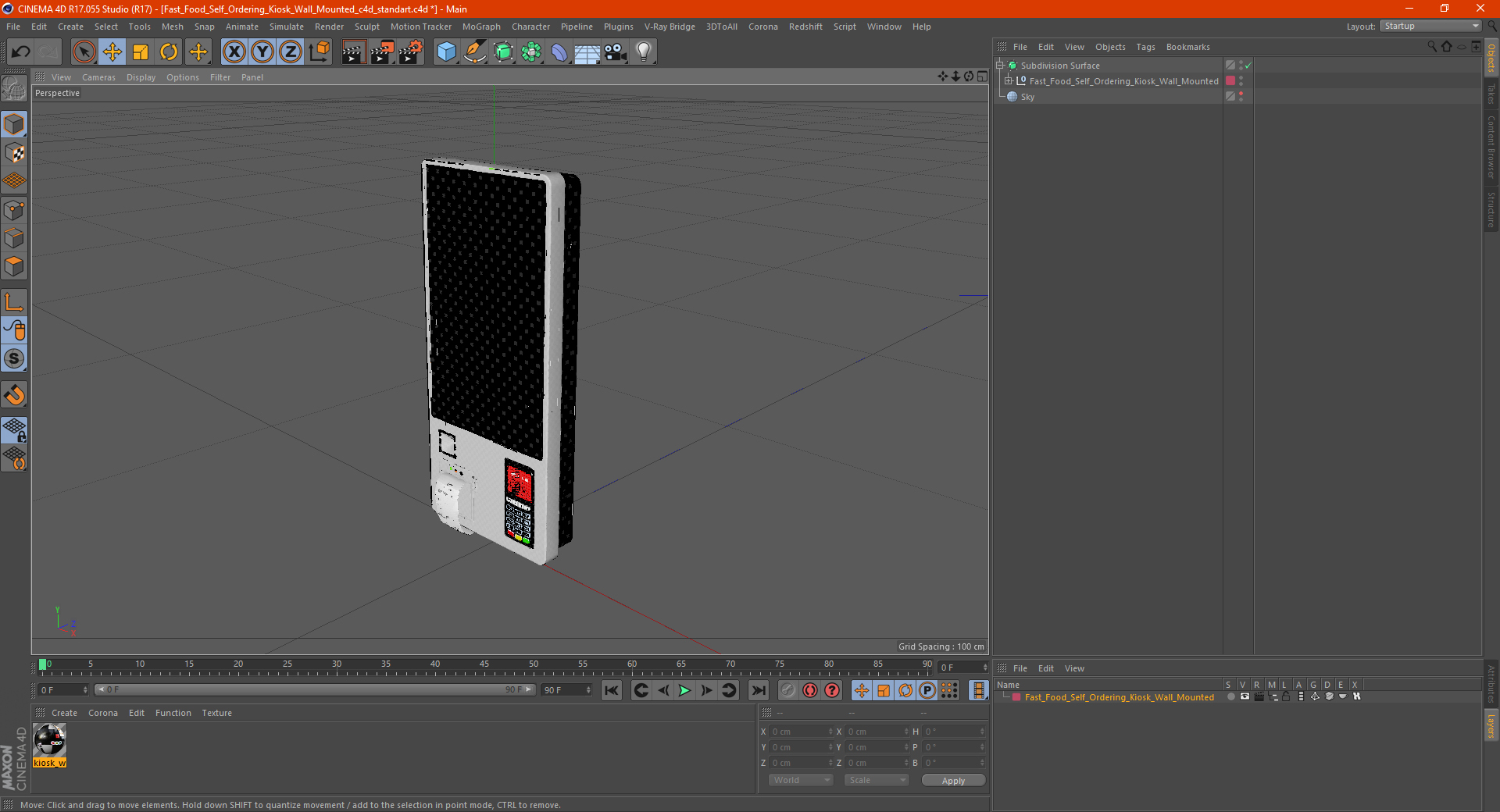 Fast Food Self Ordering Kiosk Wall Mounted 3D