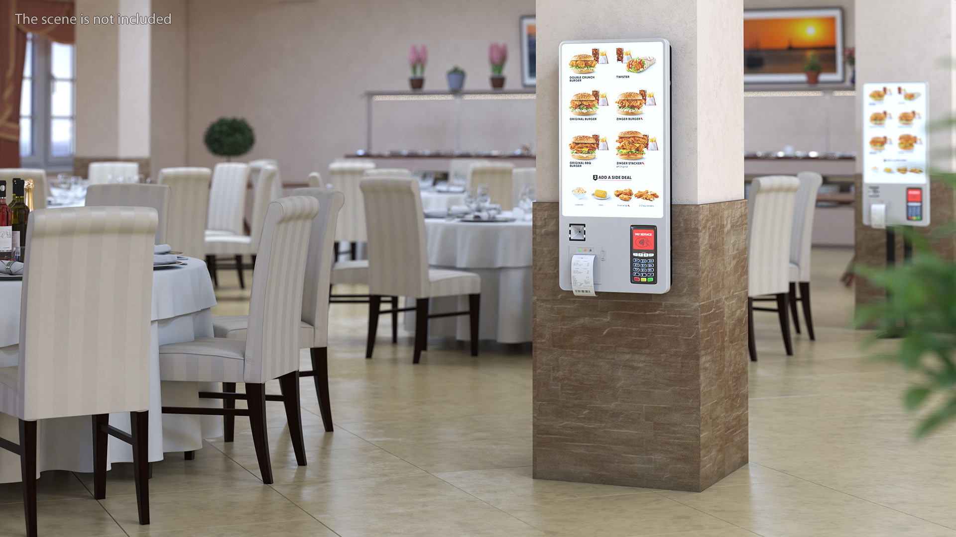 Fast Food Self Ordering Kiosk Wall Mounted 3D