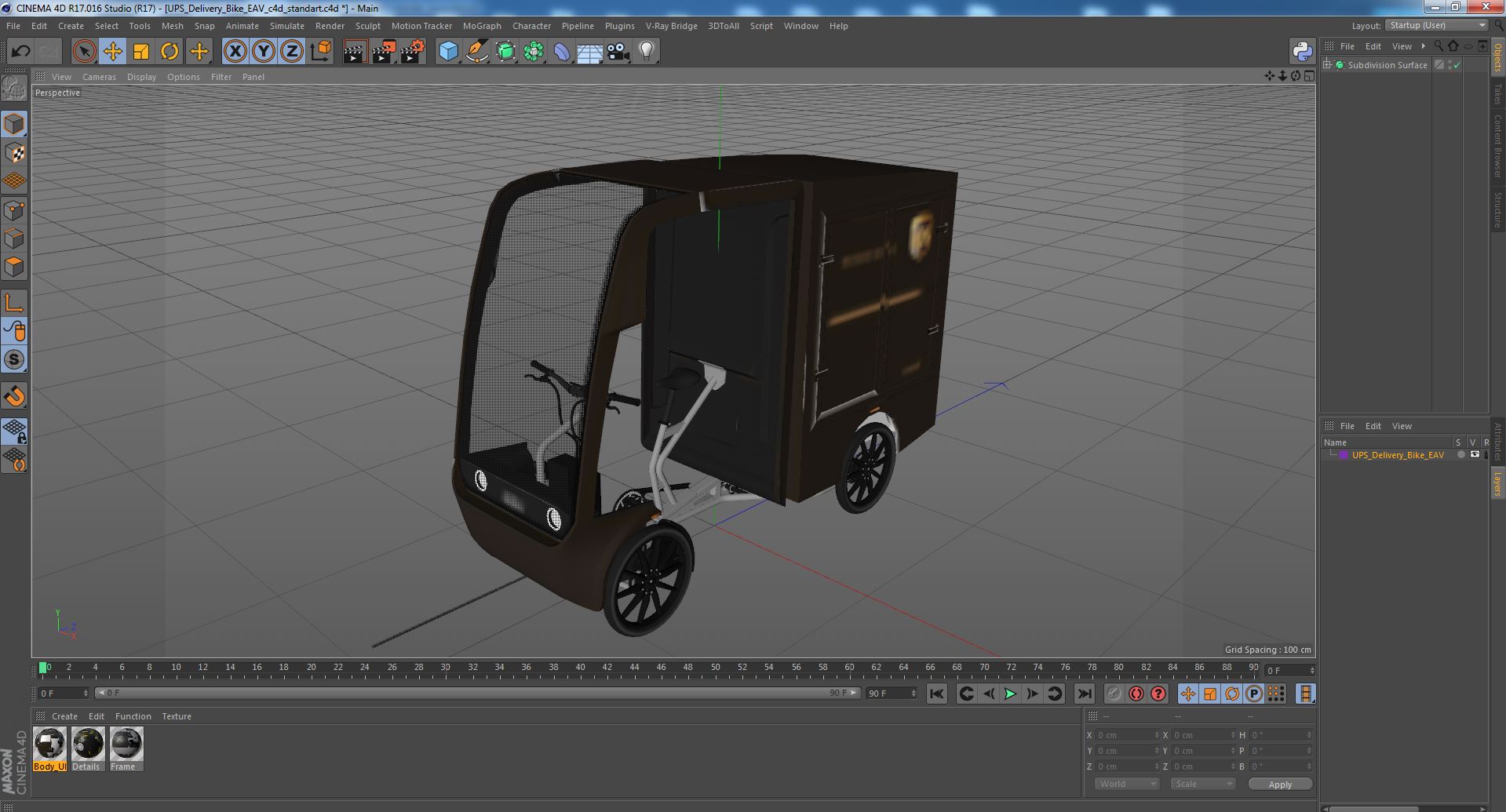 3D UPS Delivery Bike EAV
