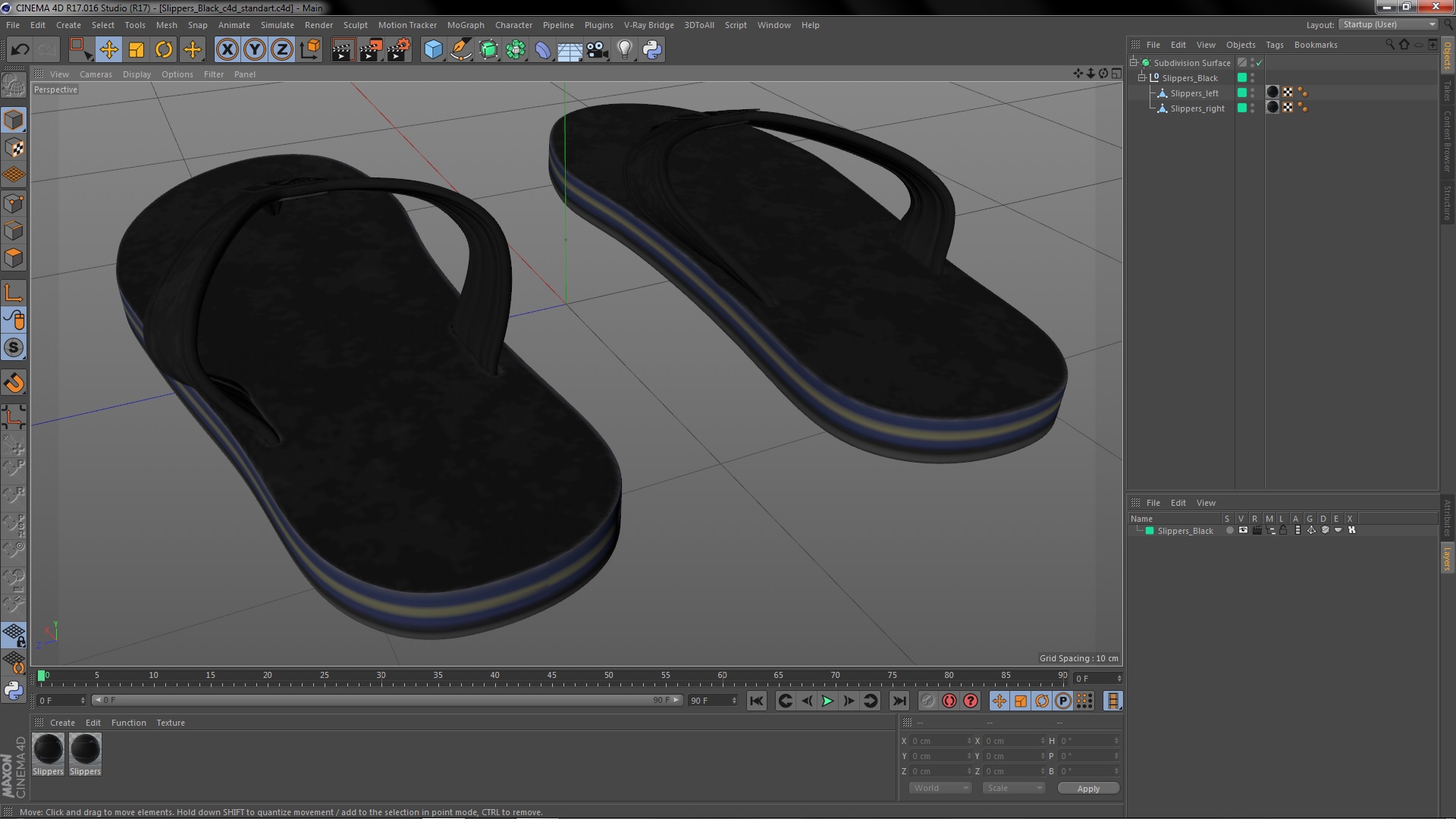 Slippers Black 3D model