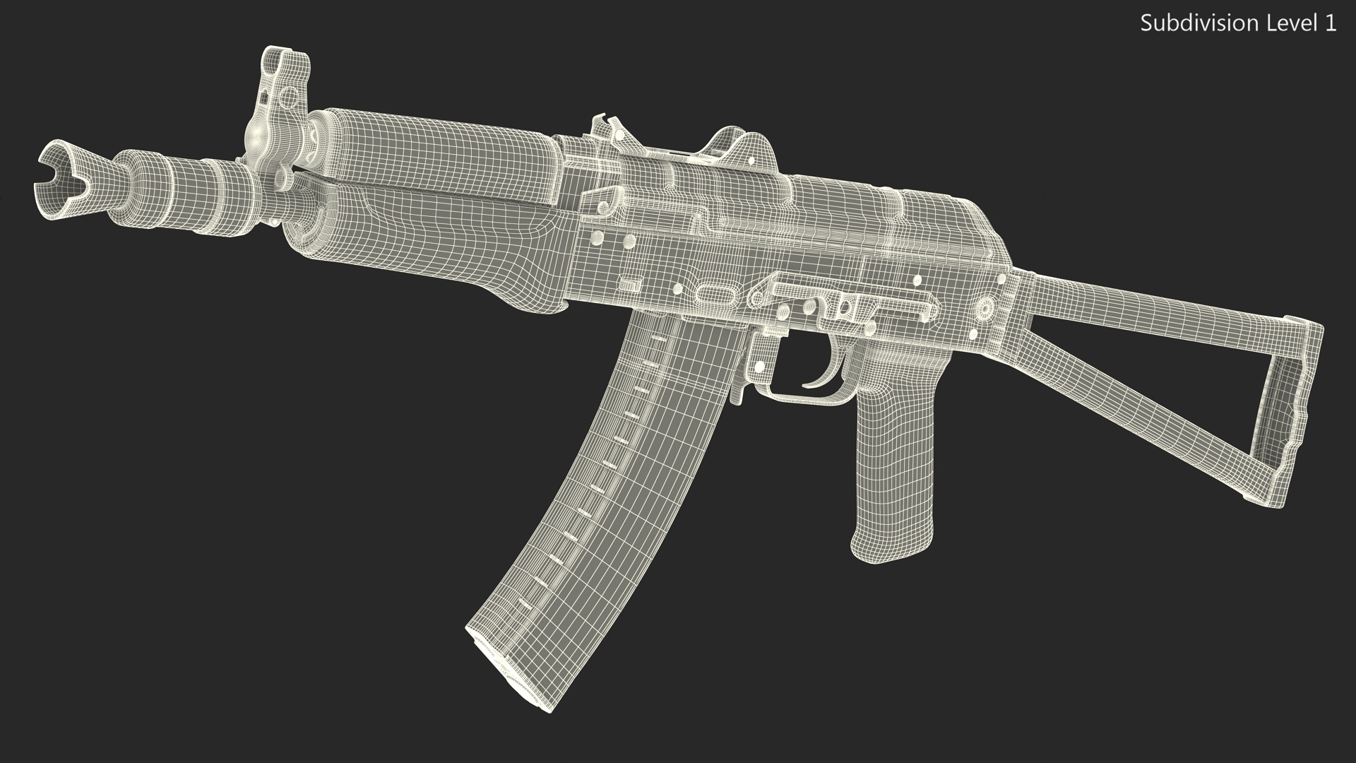 3D AKS 74U Assault Rifle