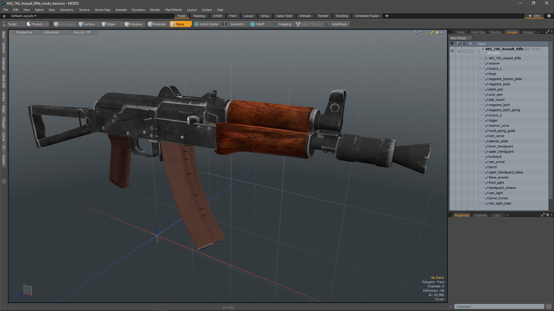 3D AKS 74U Assault Rifle