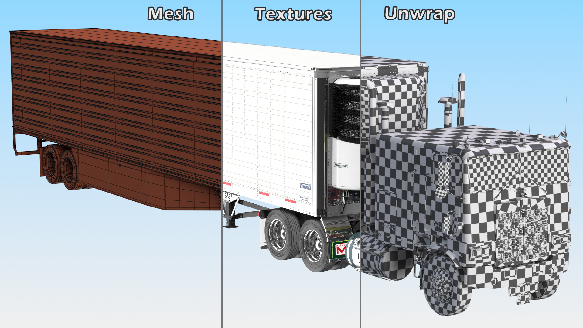 3D Marmon Truck with Vanguard Reefer Trailer