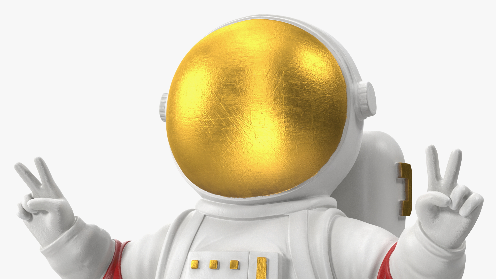 Astronaut Toy Character White Victory Sign 3D