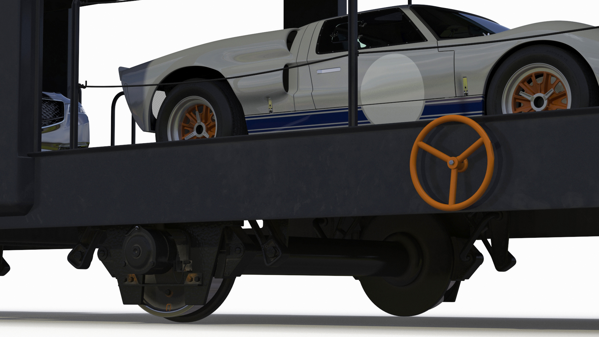 3D Rail Locomotive with Full Load of Vehicle Auto