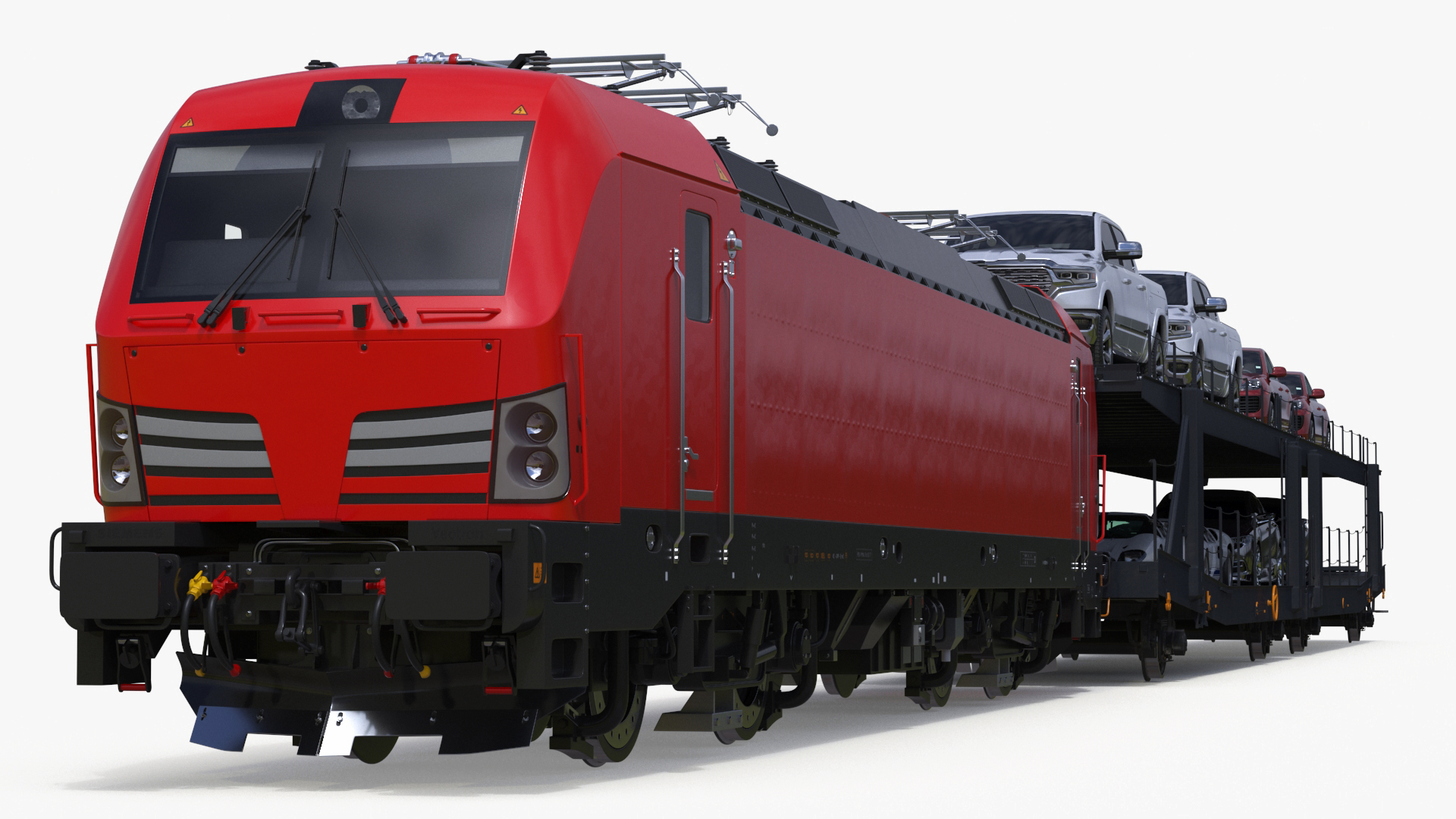 3D Rail Locomotive with Full Load of Vehicle Auto
