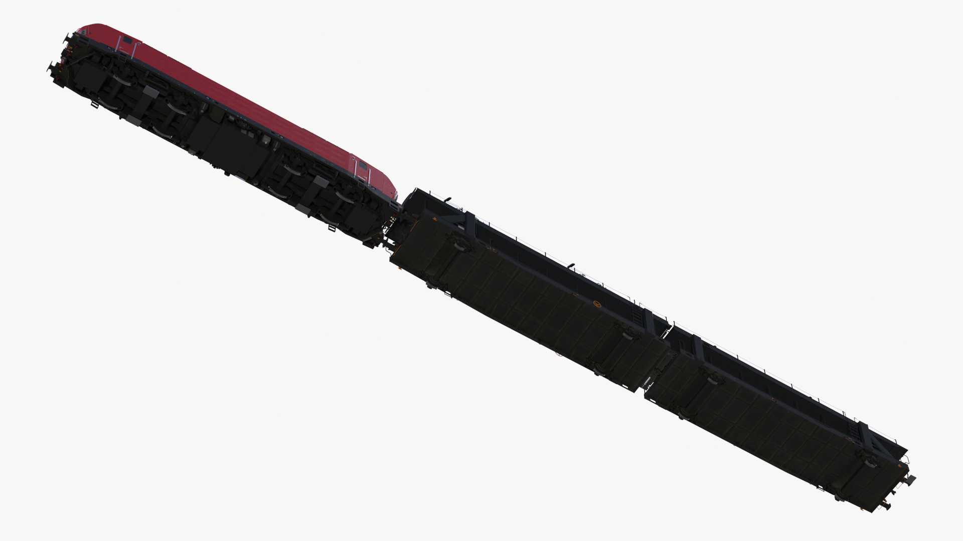 3D Rail Locomotive with Full Load of Vehicle Auto