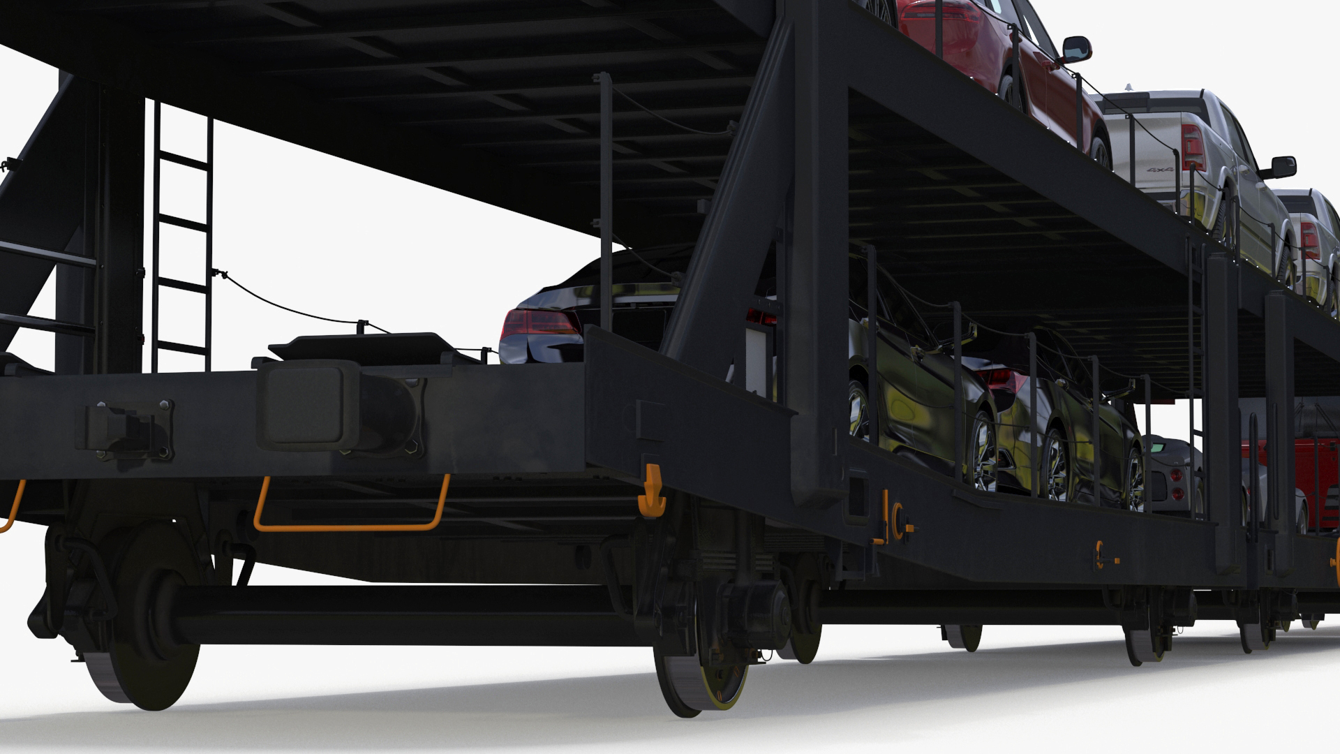 3D Rail Locomotive with Full Load of Vehicle Auto