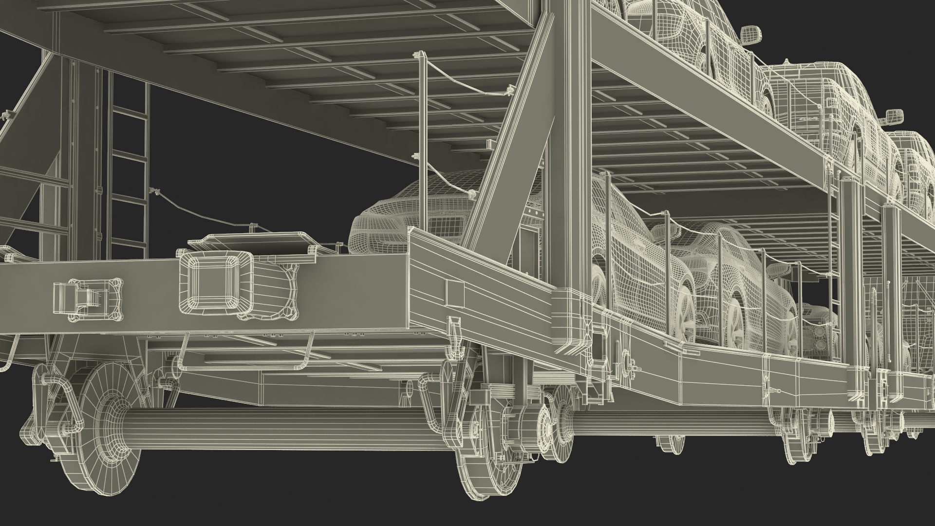3D Rail Locomotive with Full Load of Vehicle Auto