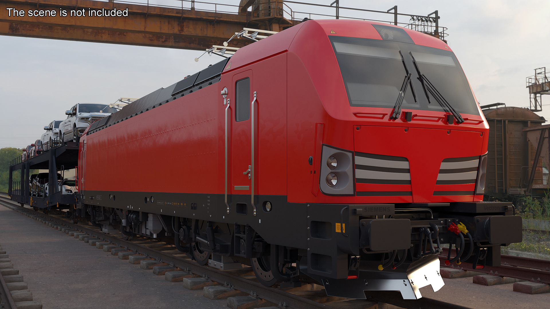 3D Rail Locomotive with Full Load of Vehicle Auto