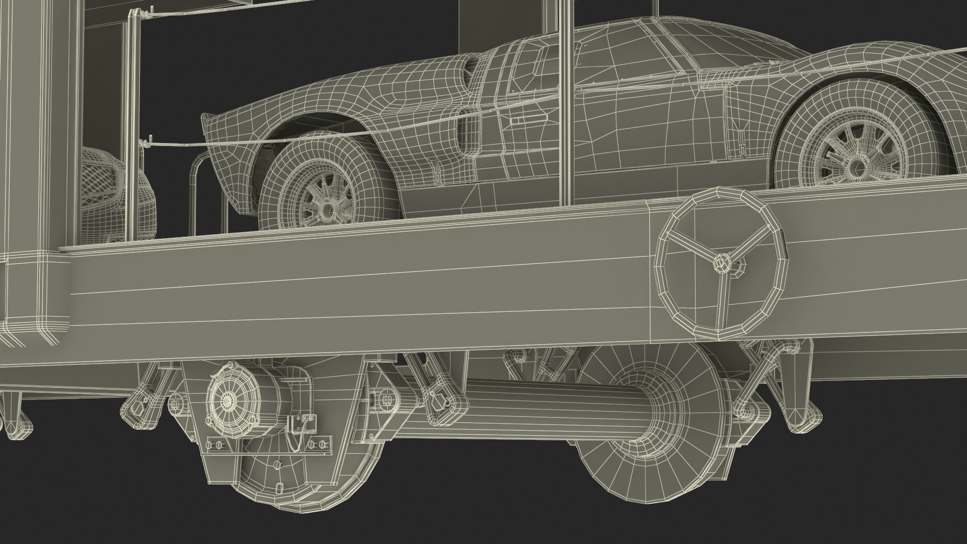 3D Rail Locomotive with Full Load of Vehicle Auto