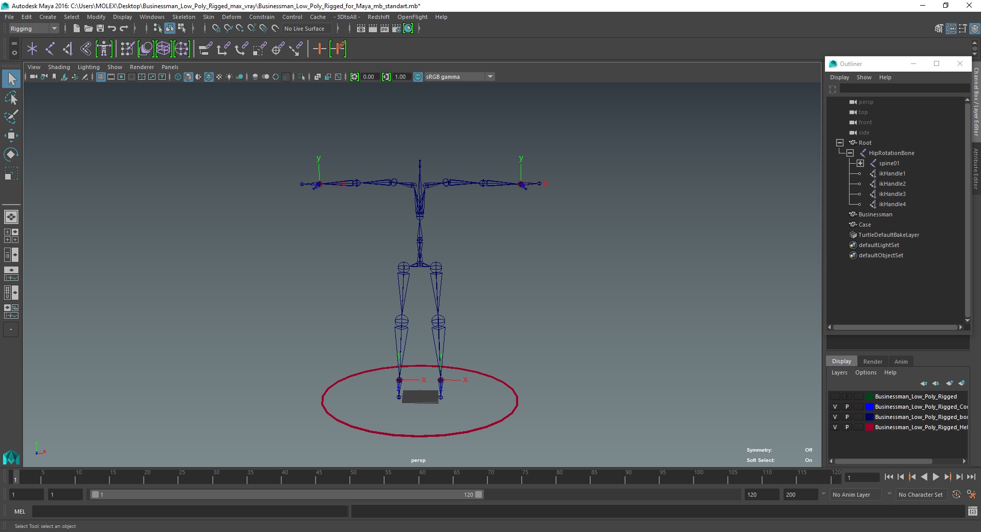 3D Businessman Low Poly Rigged for Maya