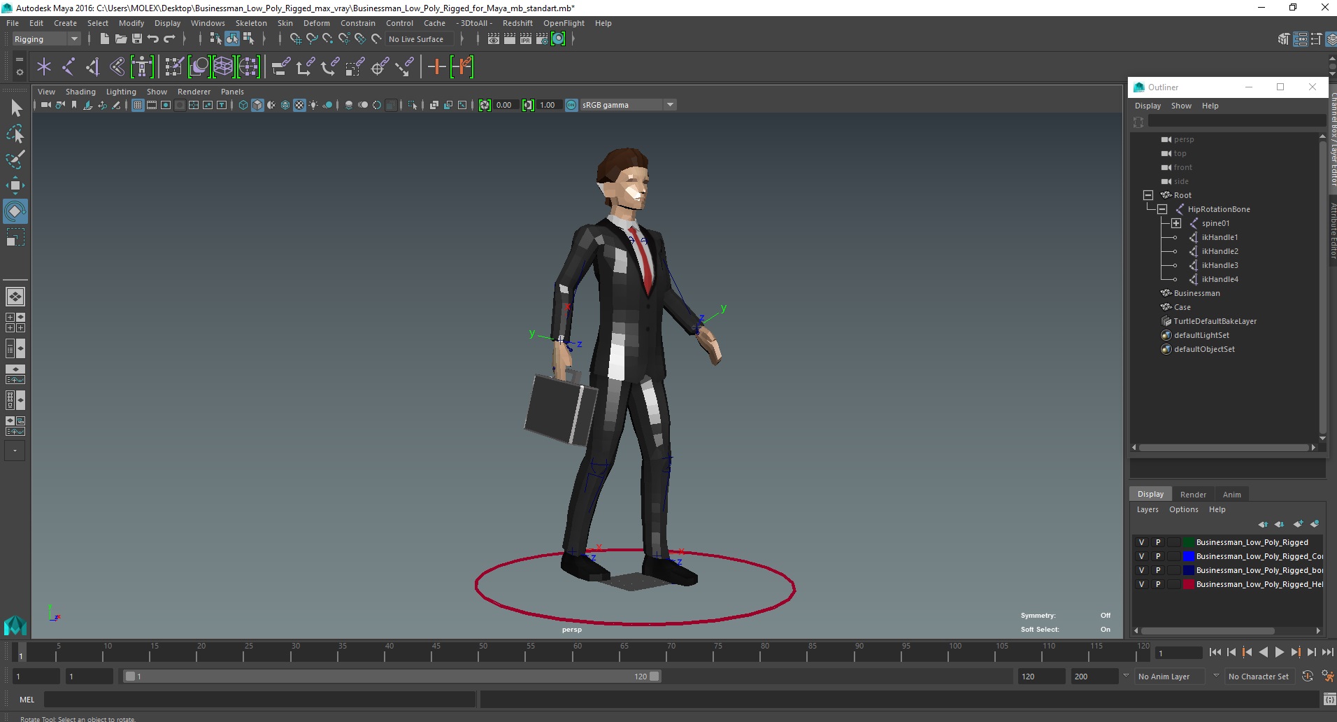 3D Businessman Low Poly Rigged for Maya