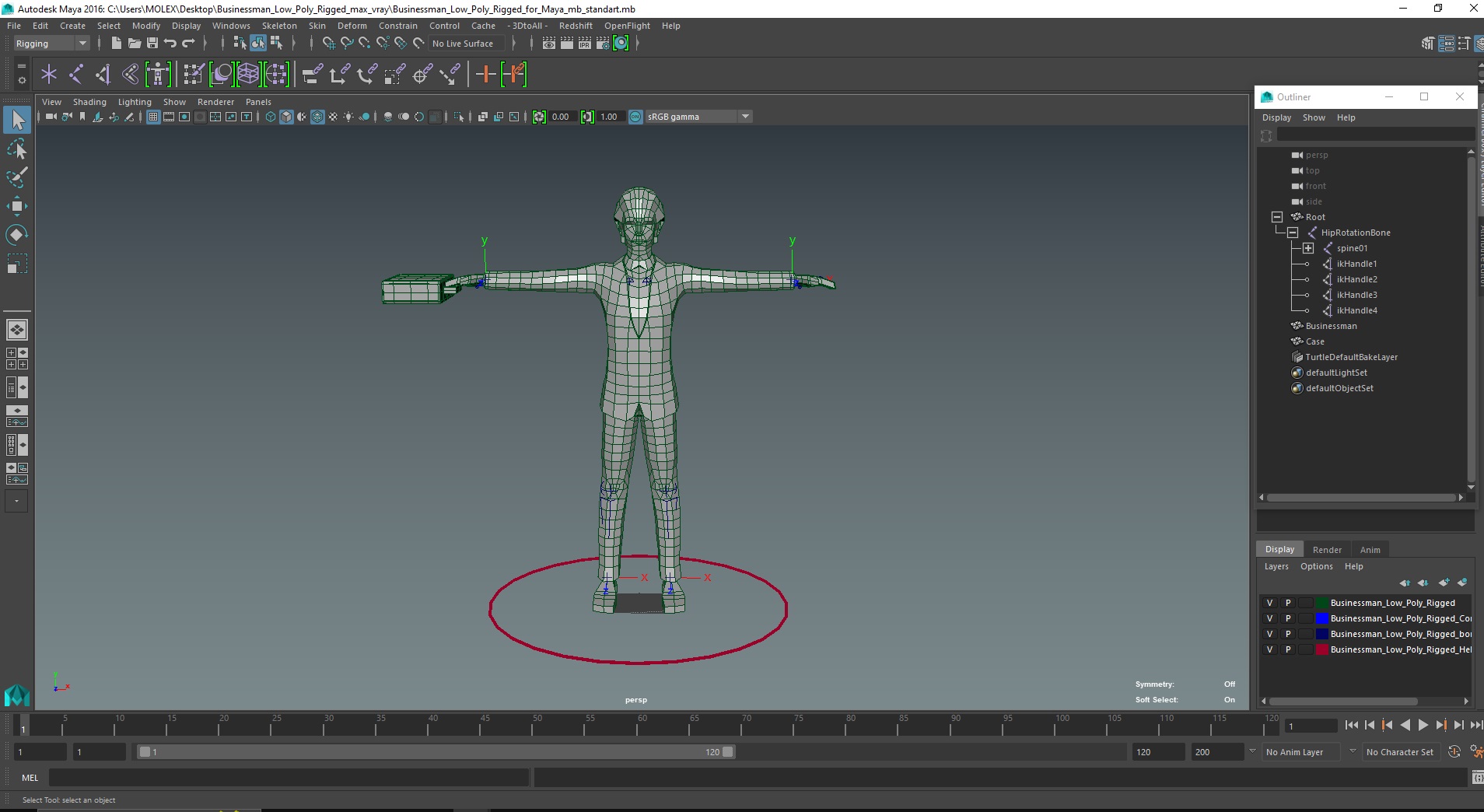 3D Businessman Low Poly Rigged for Maya