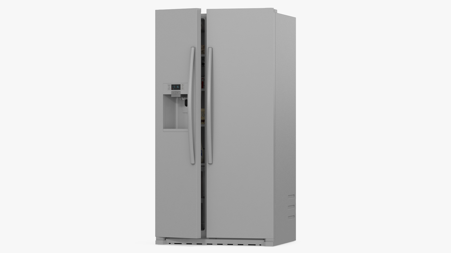3D model Side By Side Refrigerators Open with Products