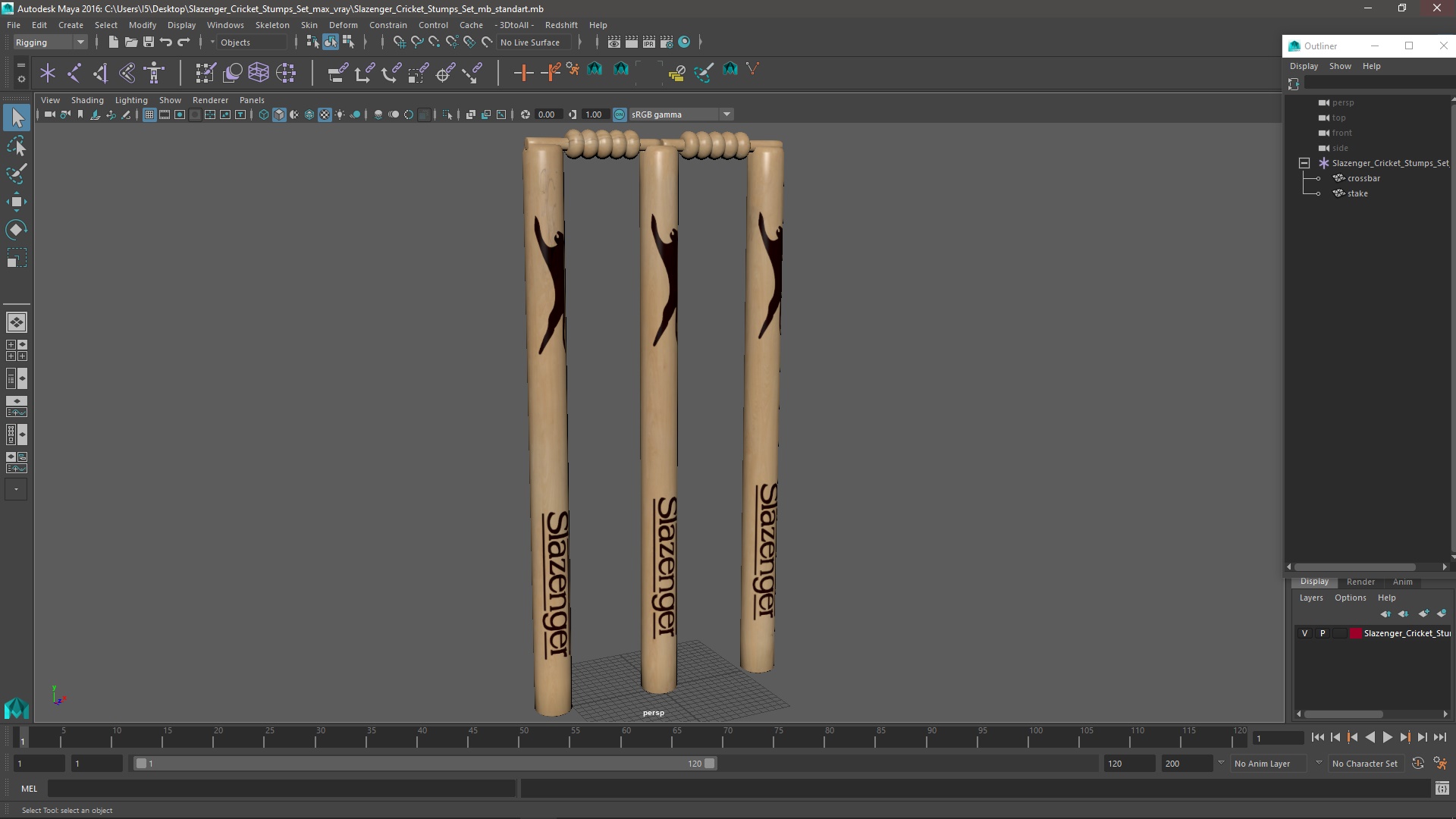 3D Slazenger Cricket Stumps Set model