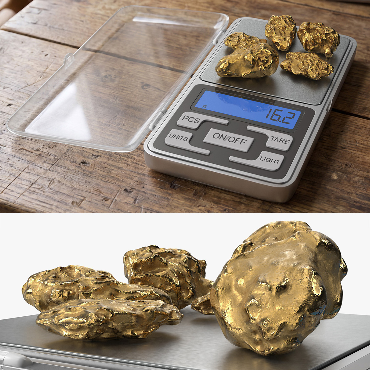Portable Precision Scale with Gold Nuggets