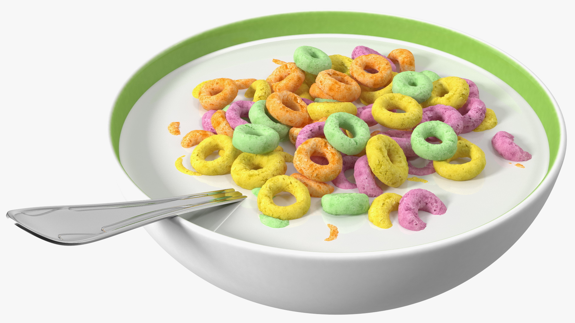 3D Colored Cereals Rings Breakfast with Milk
