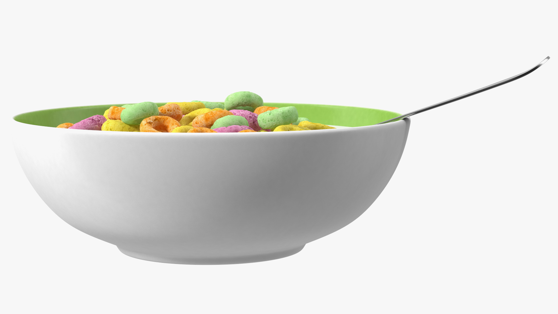 3D Colored Cereals Rings Breakfast with Milk