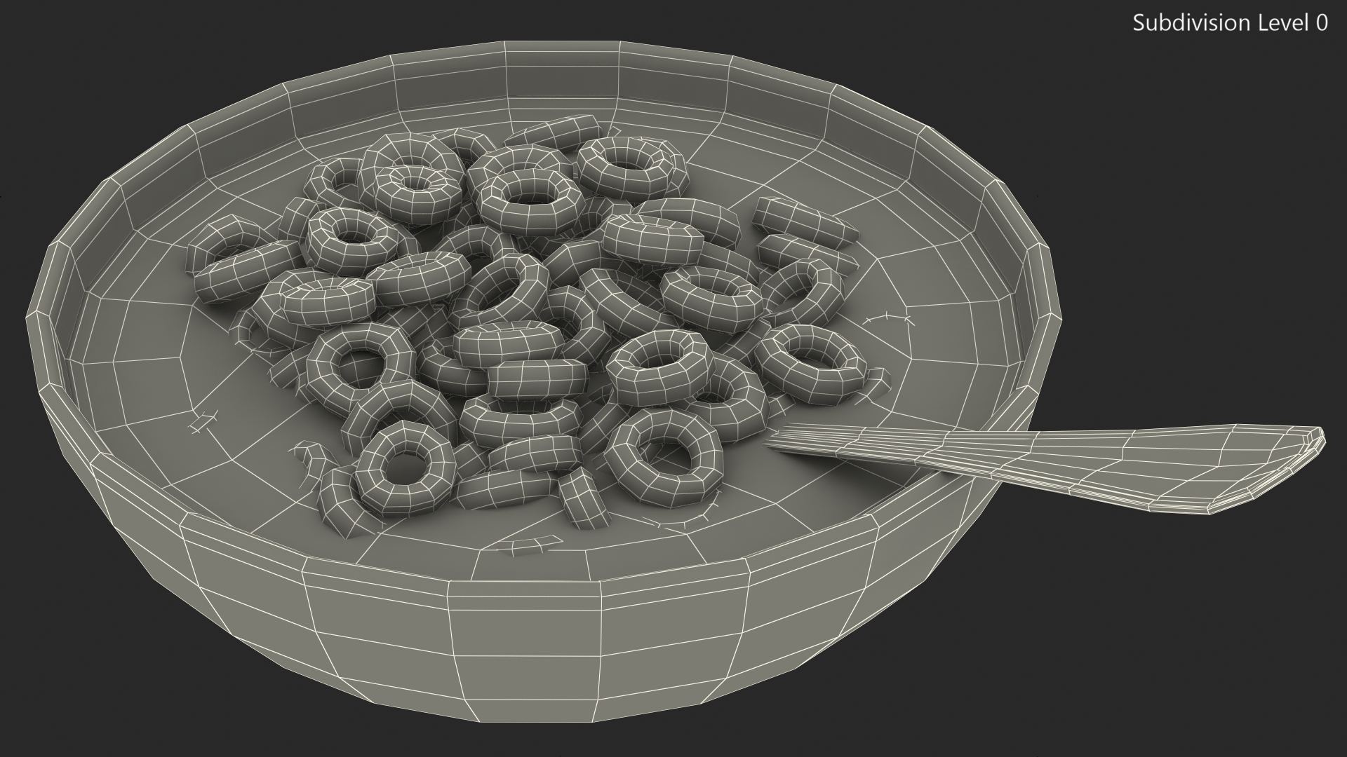 3D Colored Cereals Rings Breakfast with Milk