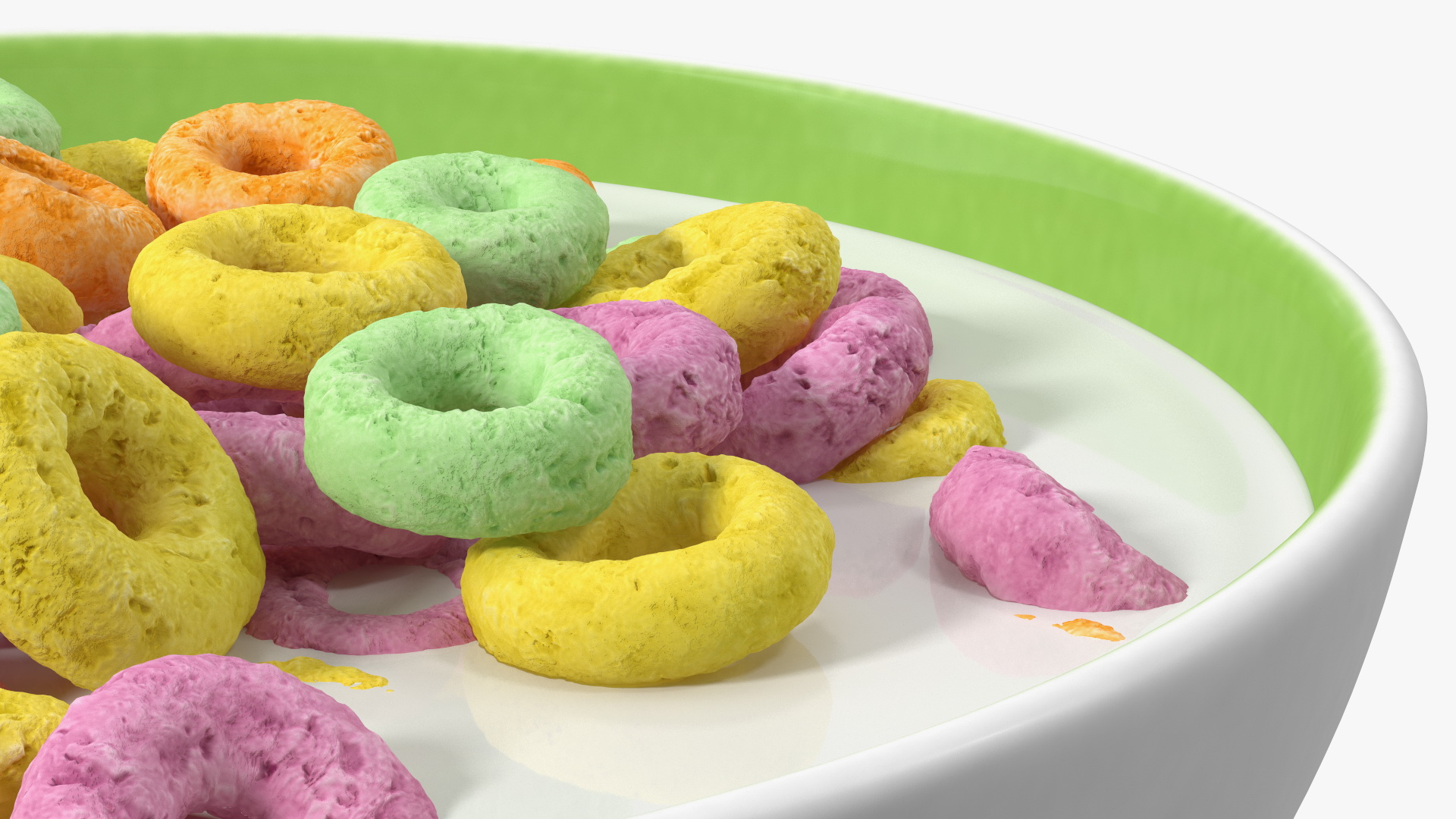 3D Colored Cereals Rings Breakfast with Milk