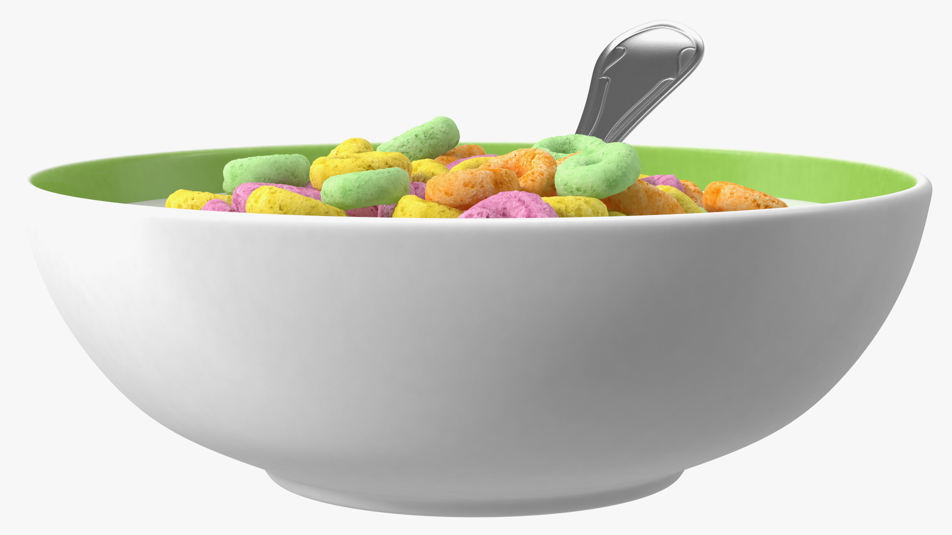 3D Colored Cereals Rings Breakfast with Milk