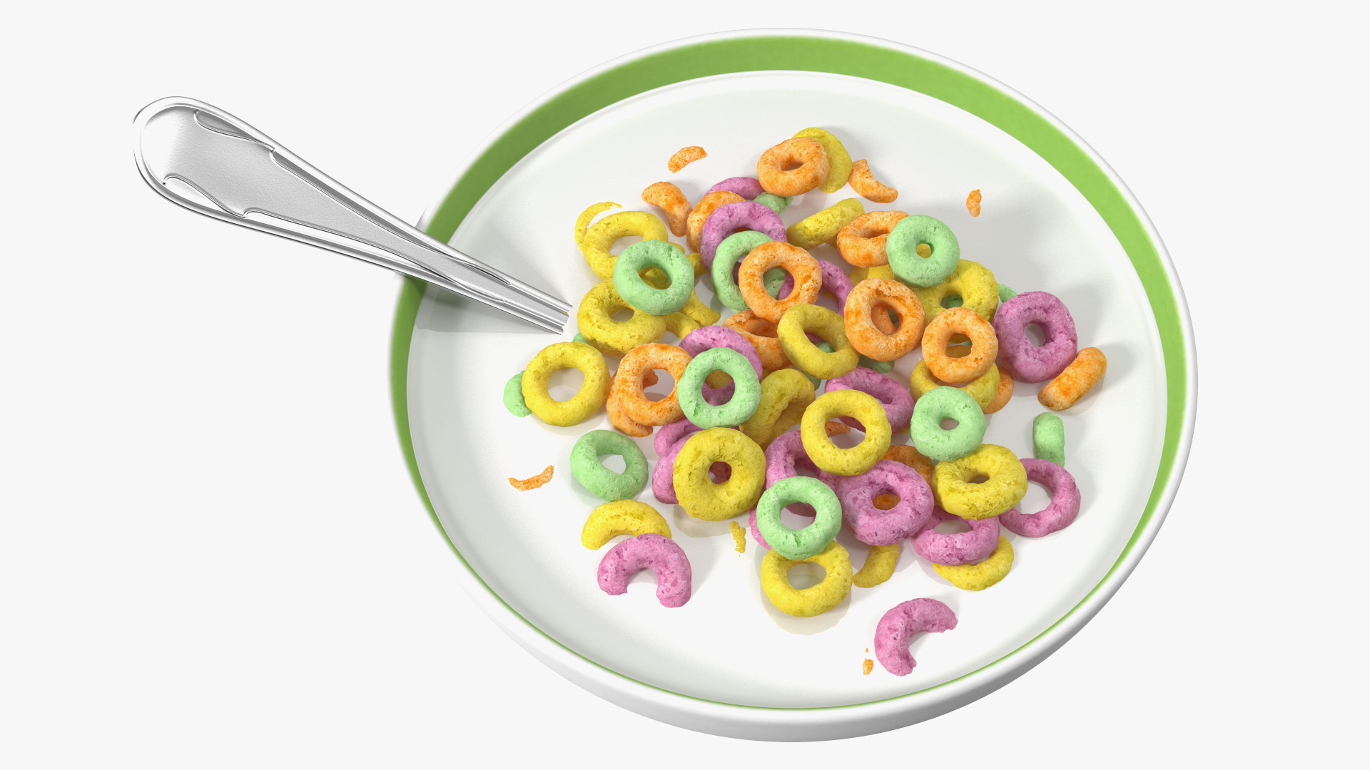 3D Colored Cereals Rings Breakfast with Milk