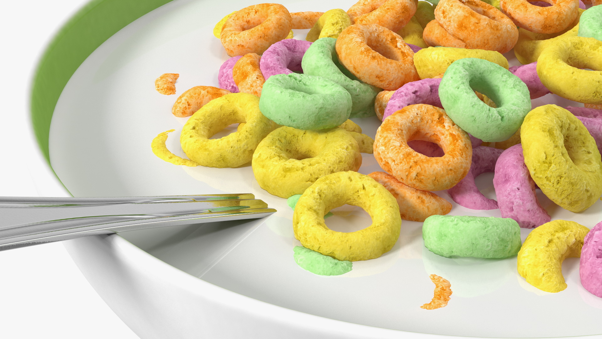 3D Colored Cereals Rings Breakfast with Milk