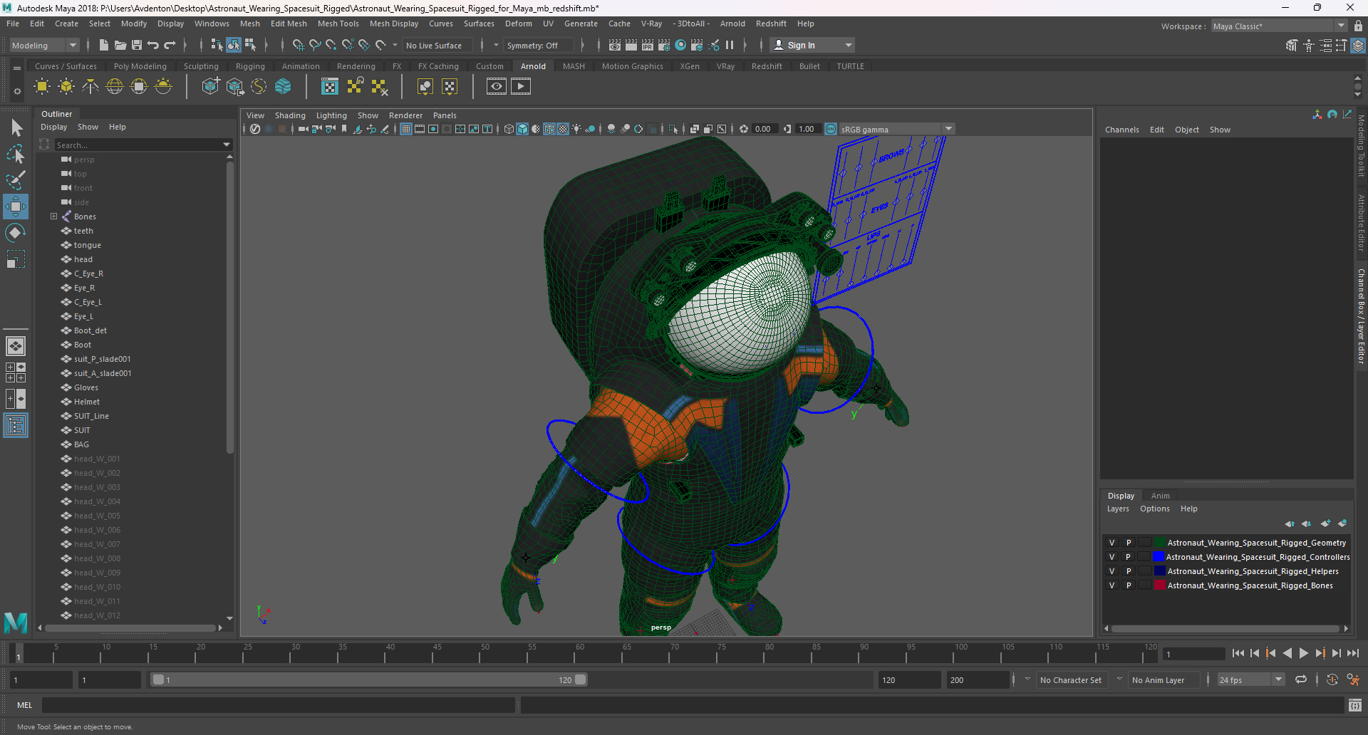 3D Astronaut Wearing Spacesuit Rigged for Maya model