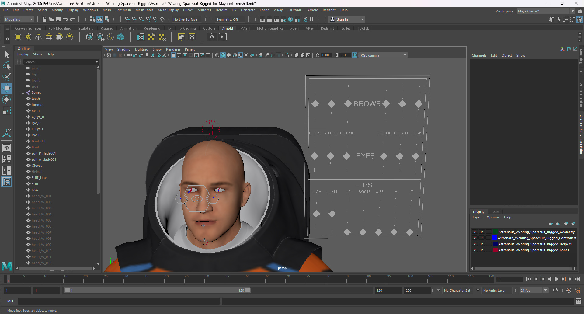 3D Astronaut Wearing Spacesuit Rigged for Maya model