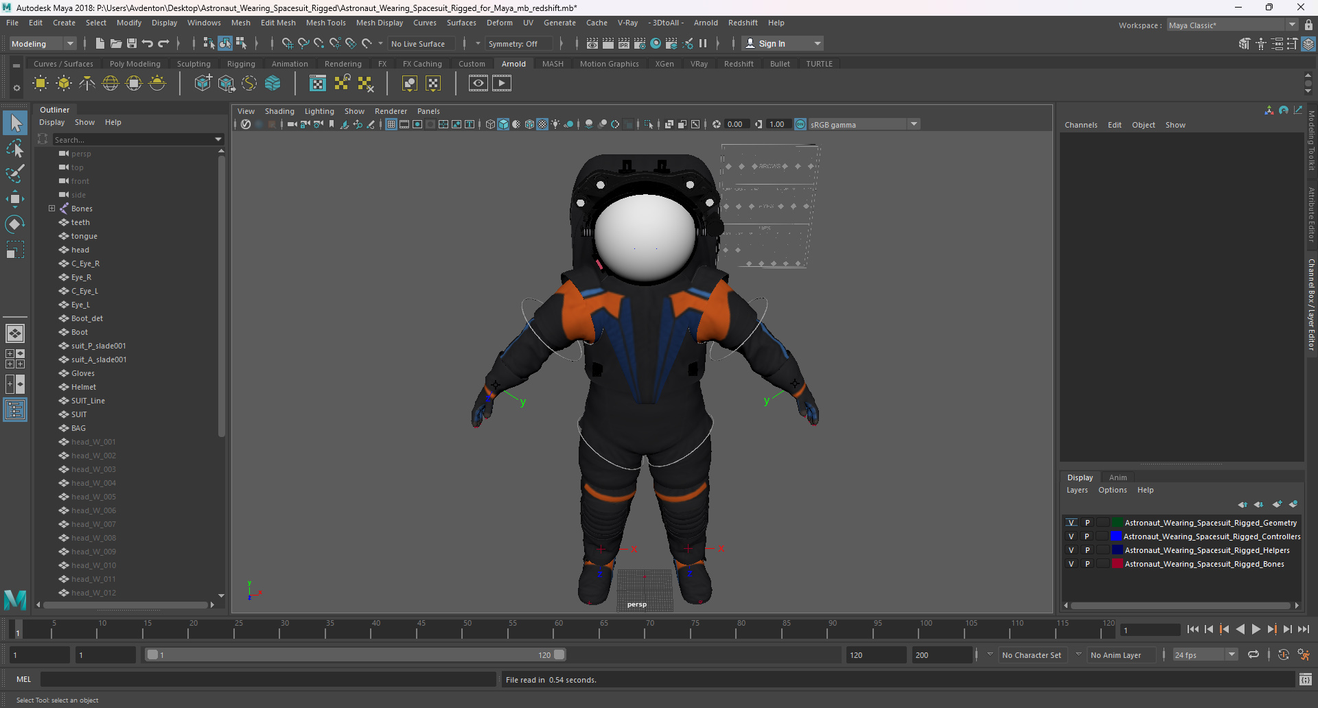 3D Astronaut Wearing Spacesuit Rigged for Maya model