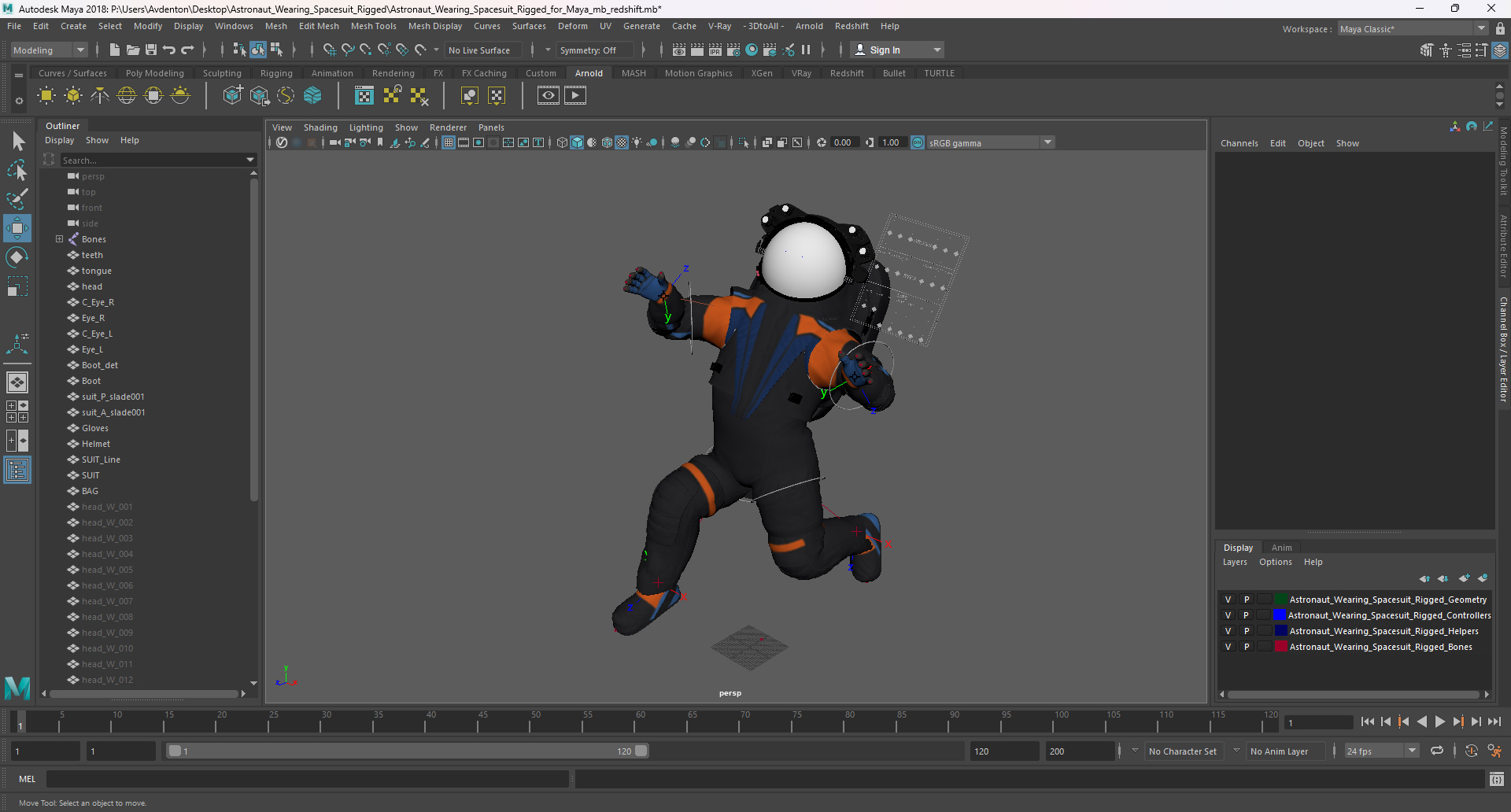 3D Astronaut Wearing Spacesuit Rigged for Maya model