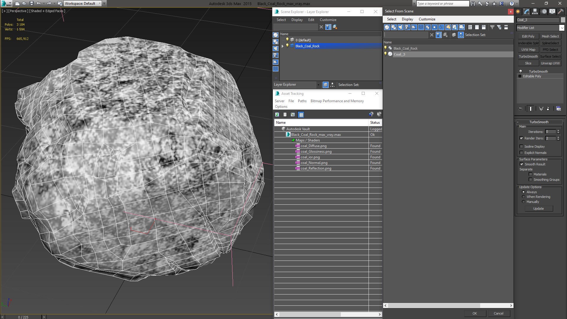 3D model Black Coal Rock