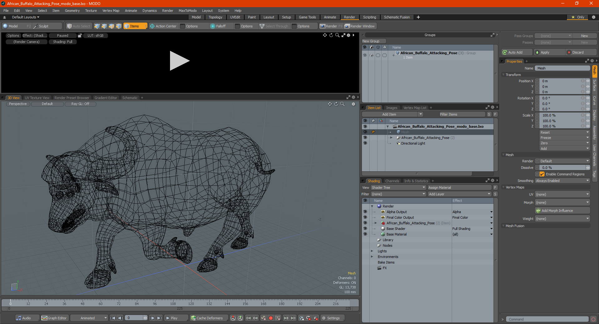 3D model African Buffalo Attacking Pose