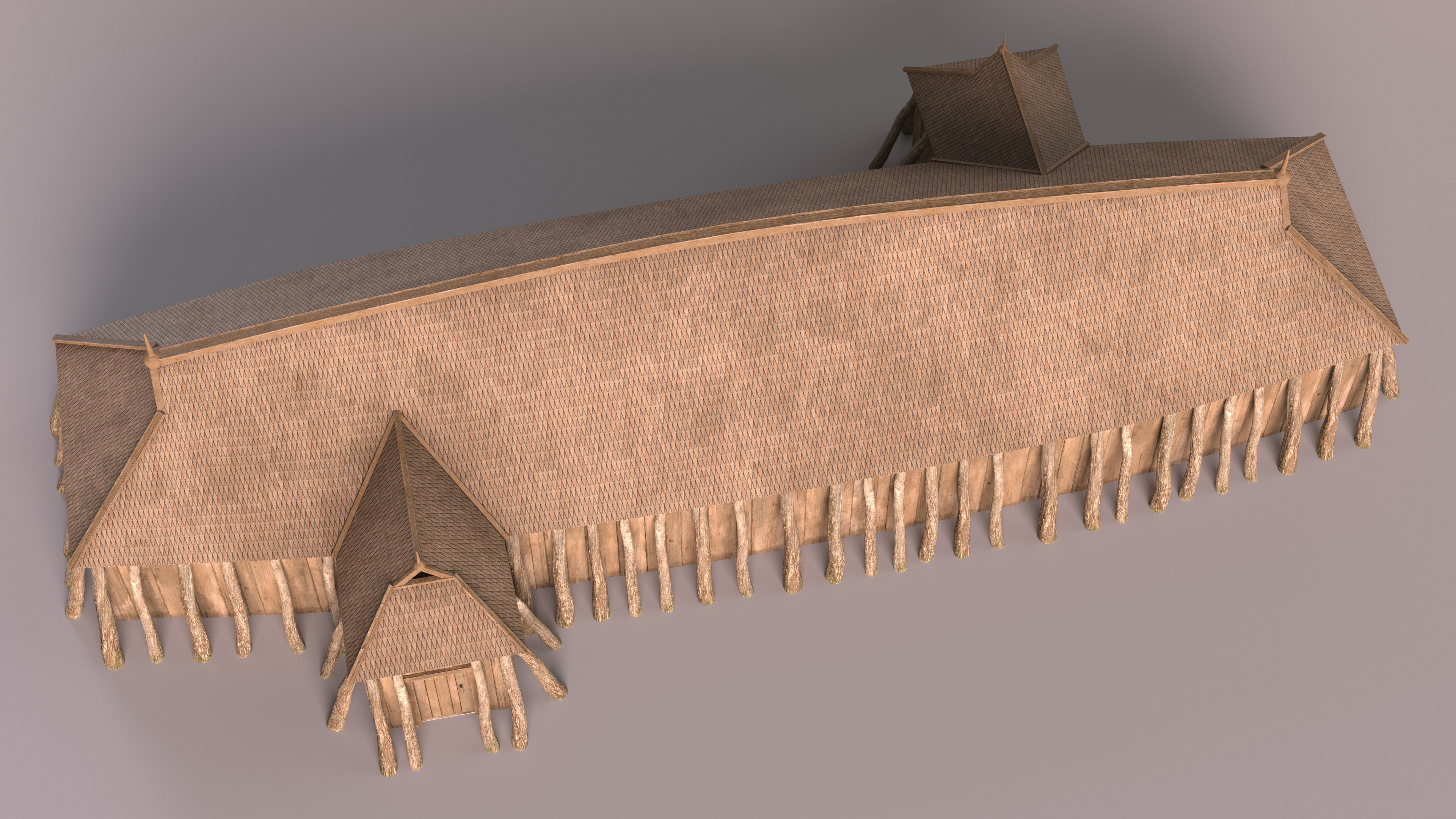 Long Vikings House Simple Interior 3D model
