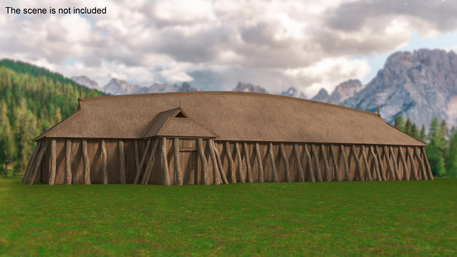 Long Vikings House Simple Interior 3D model