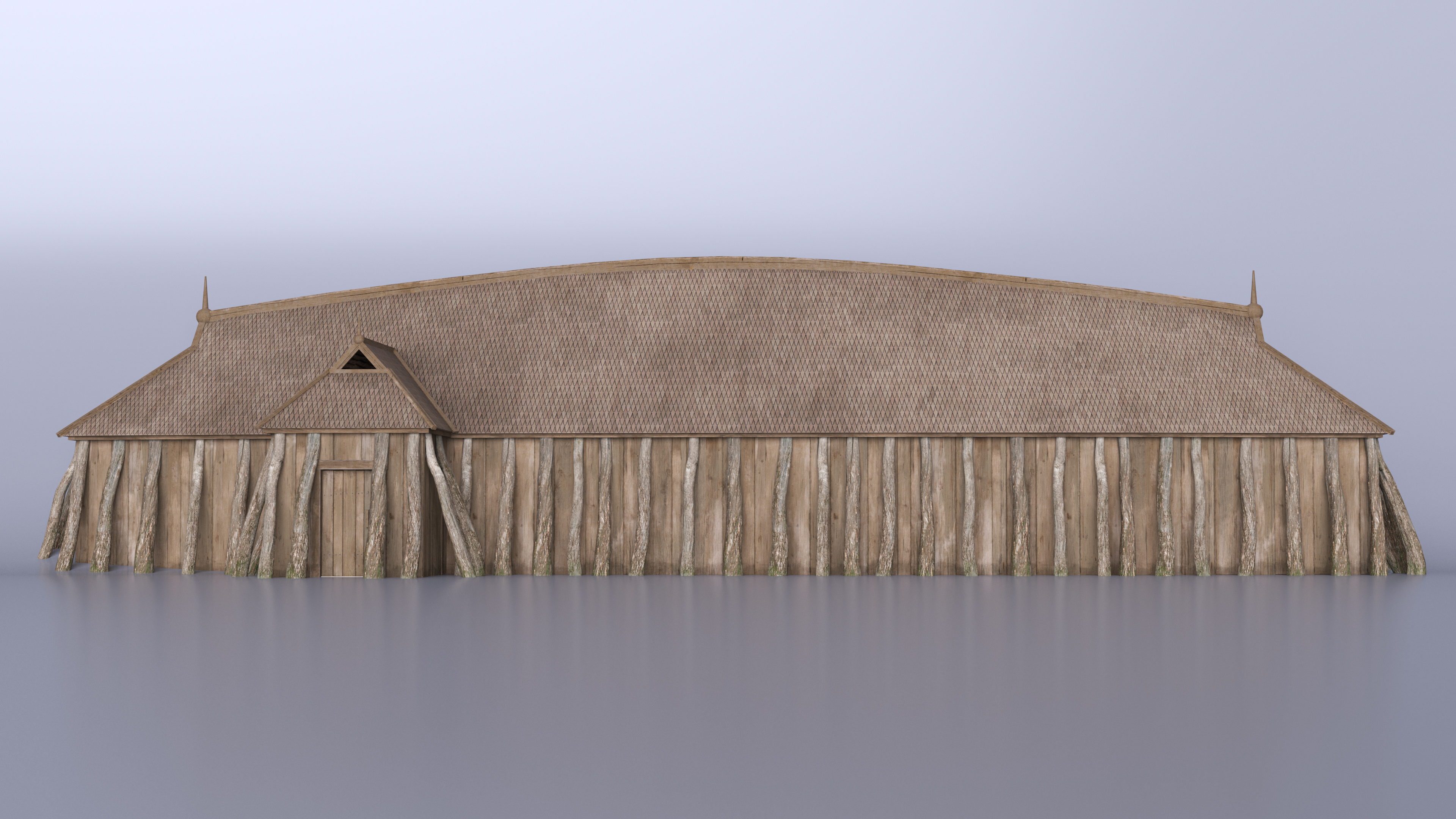 Long Vikings House Simple Interior 3D model