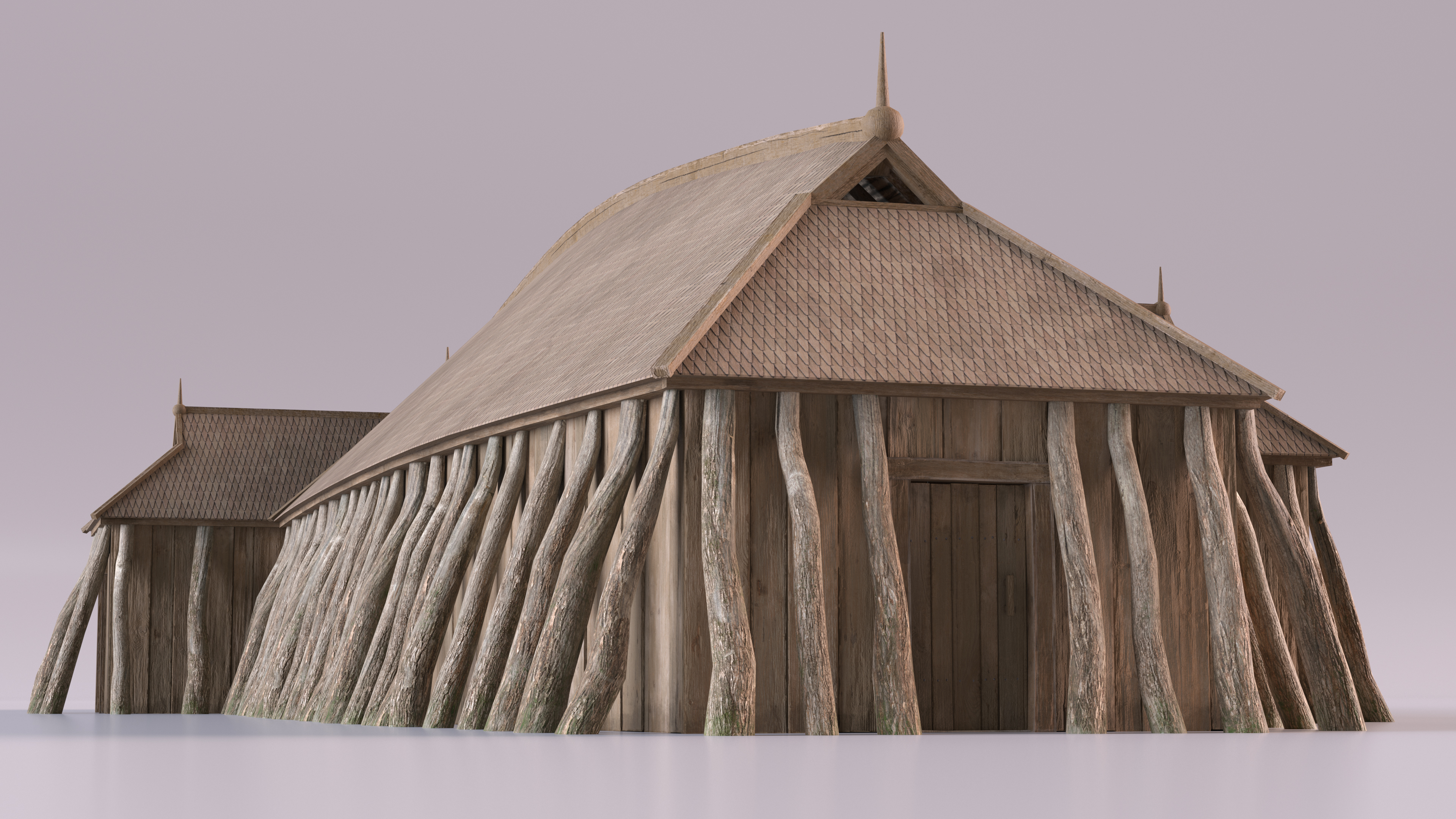Long Vikings House Simple Interior 3D model