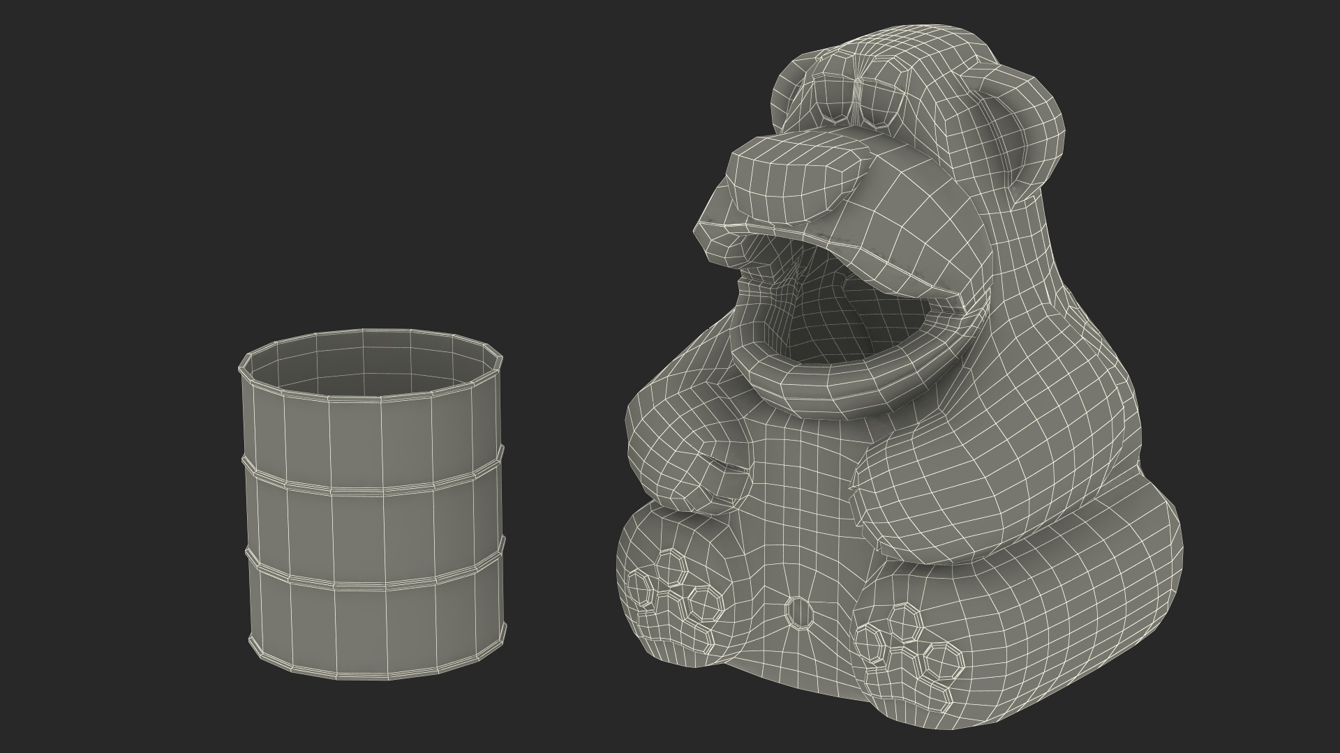 3D Used Bear-Shaped Trash Can