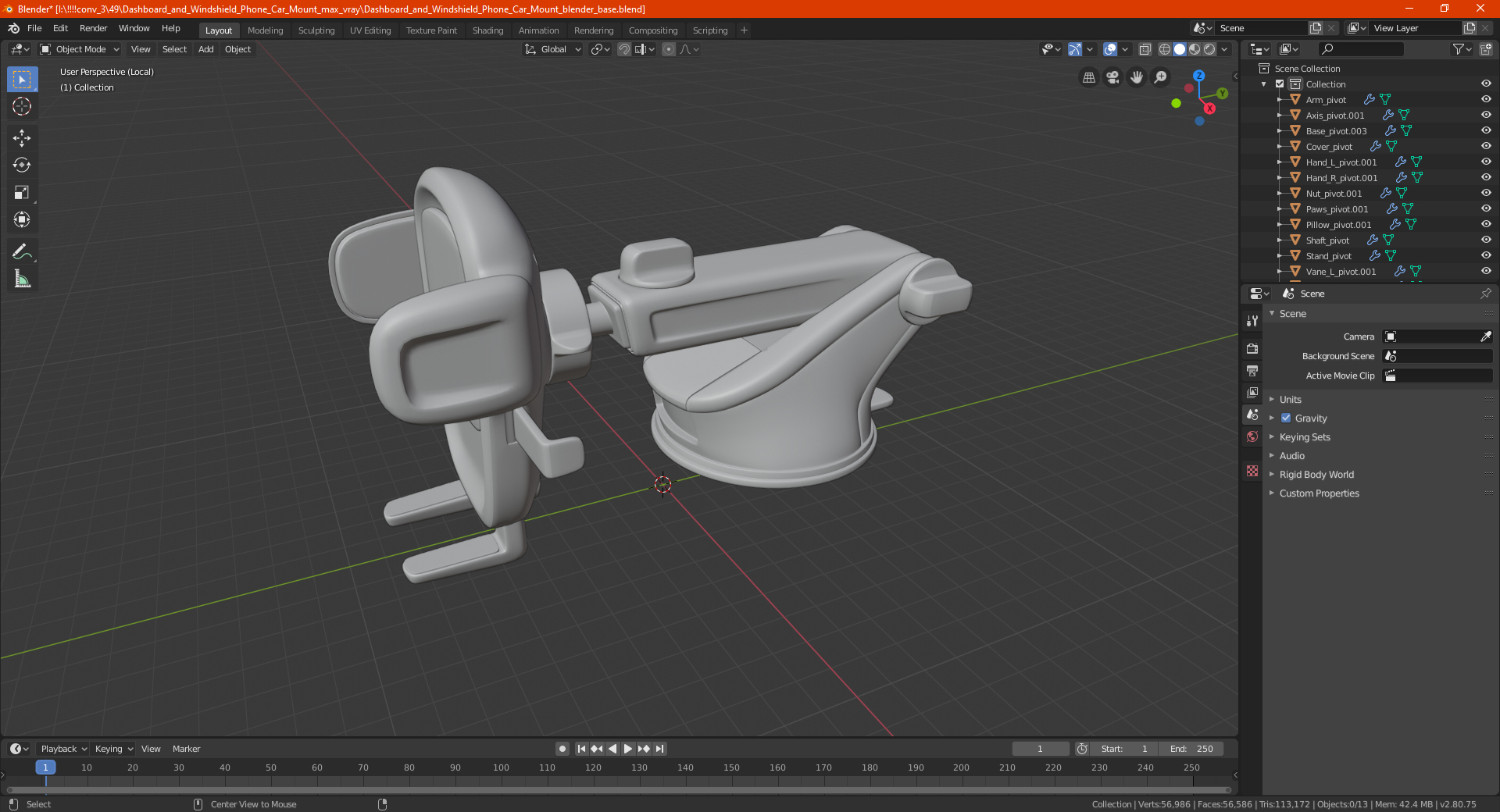 3D model Dashboard and Windshield Phone Car Mount