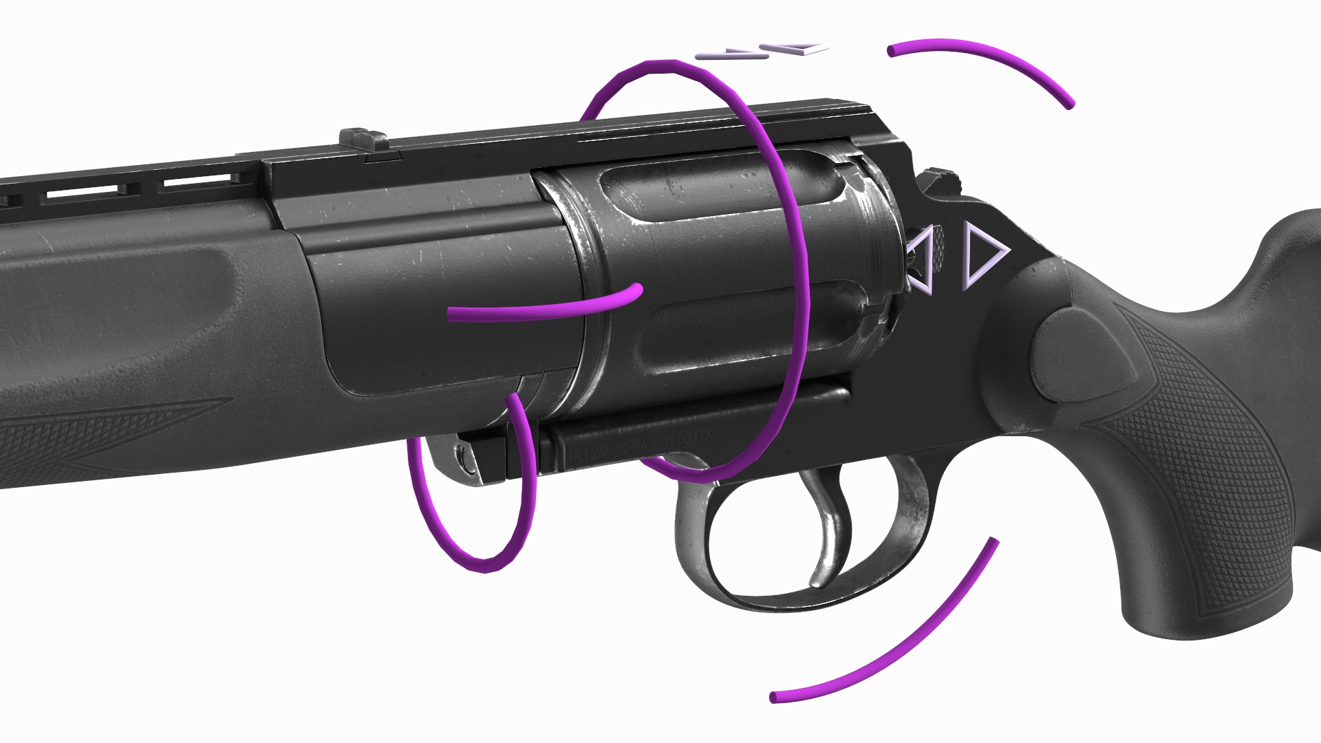 3D Russian Revolving Shotgun MTs255 Polymer Worn Rigged for Maya