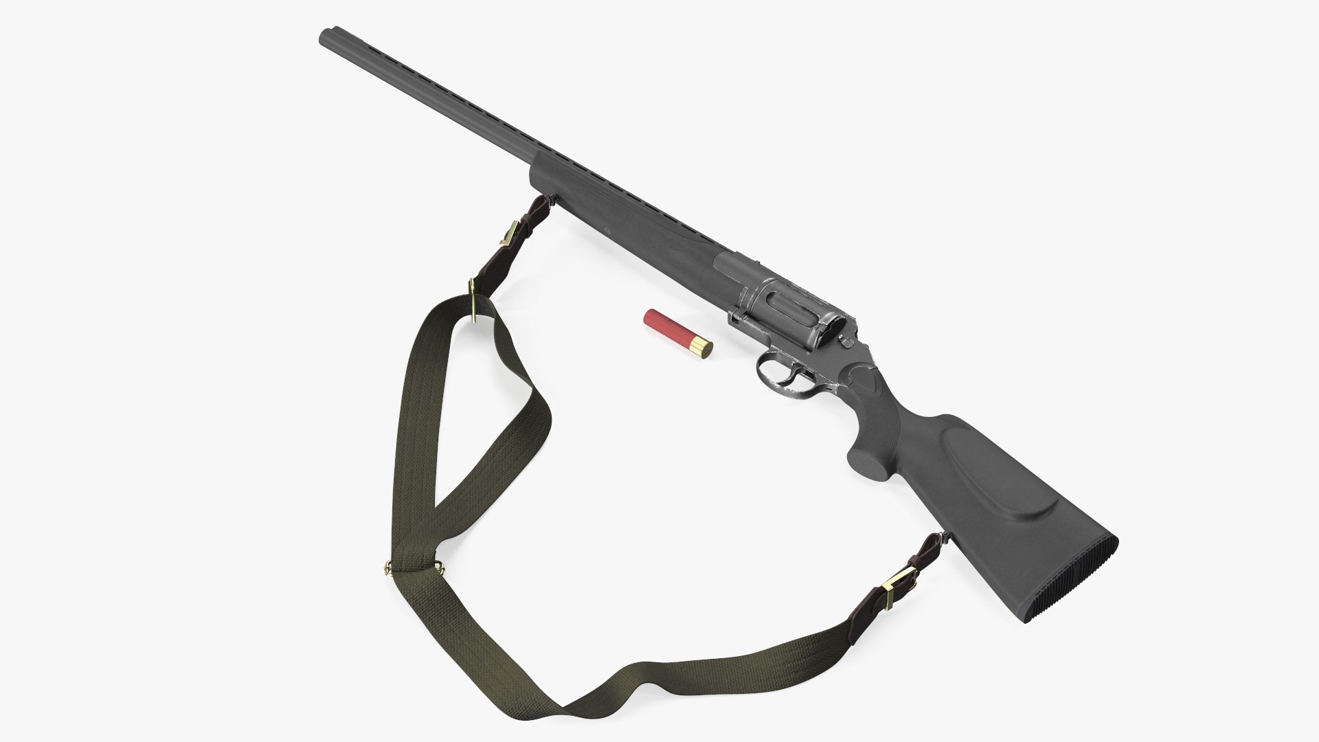 3D Russian Revolving Shotgun MTs255 Polymer Worn Rigged for Maya