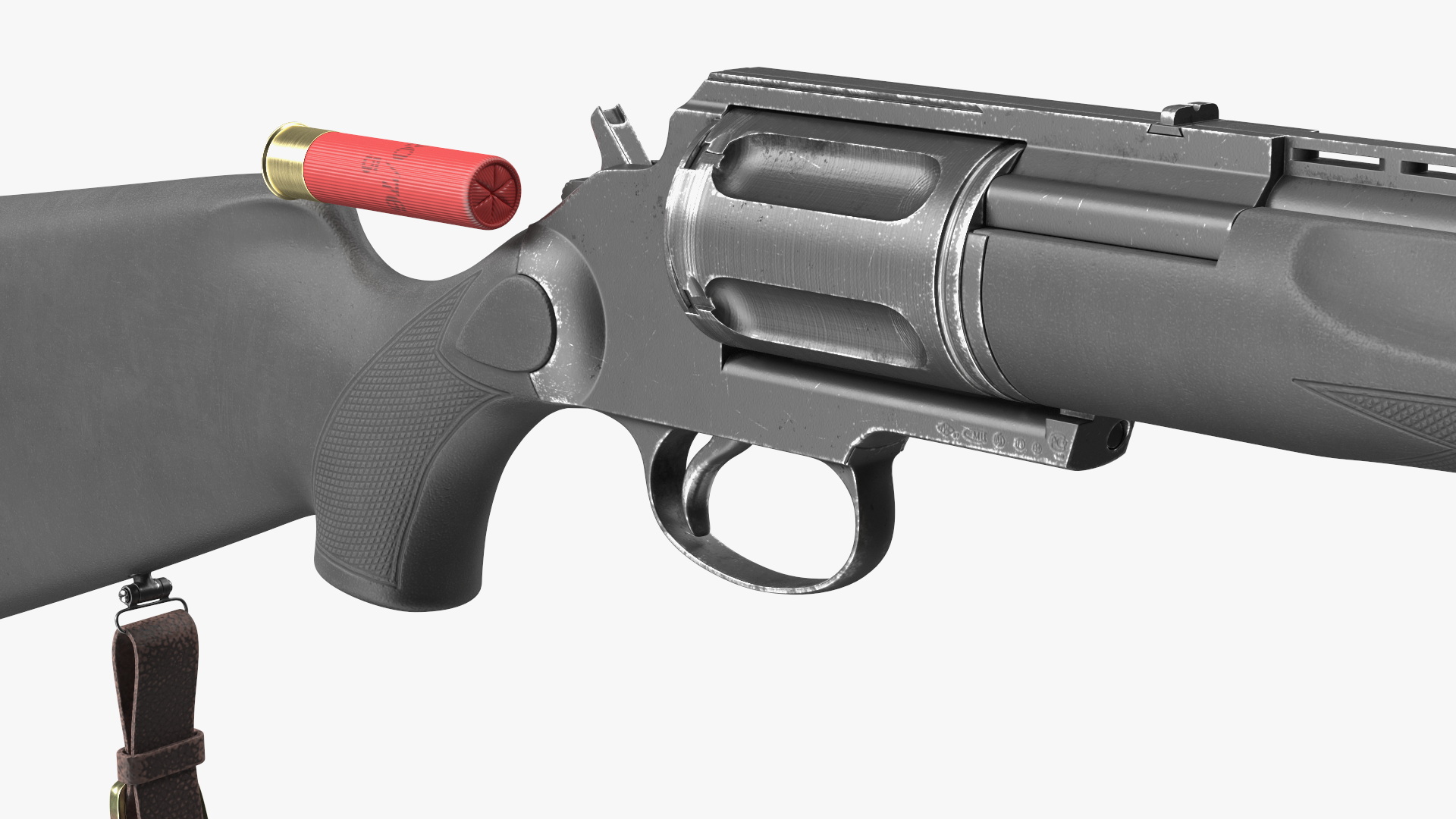 3D Russian Revolving Shotgun MTs255 Polymer Worn Rigged for Maya