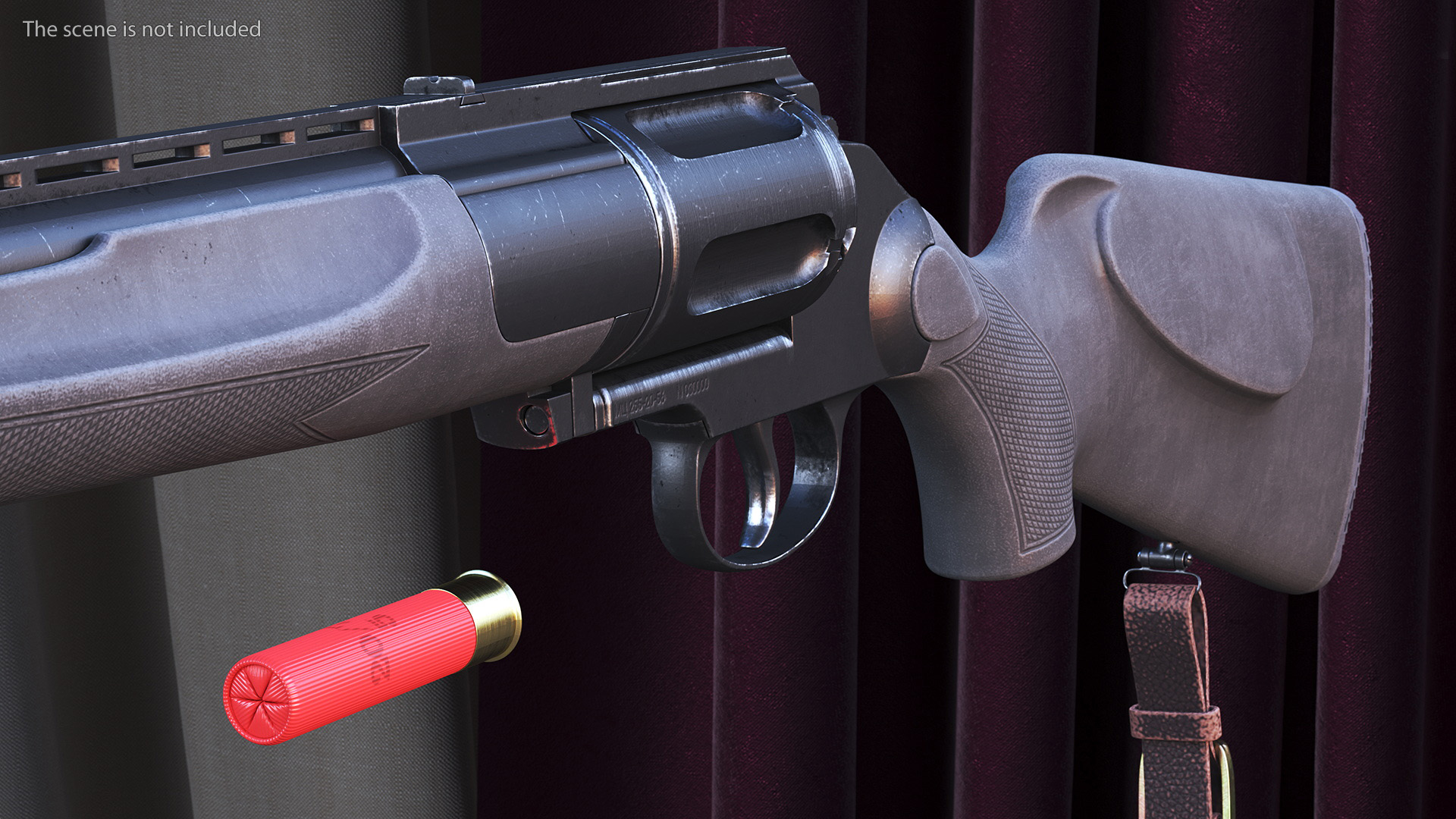 3D Russian Revolving Shotgun MTs255 Polymer Worn Rigged for Maya