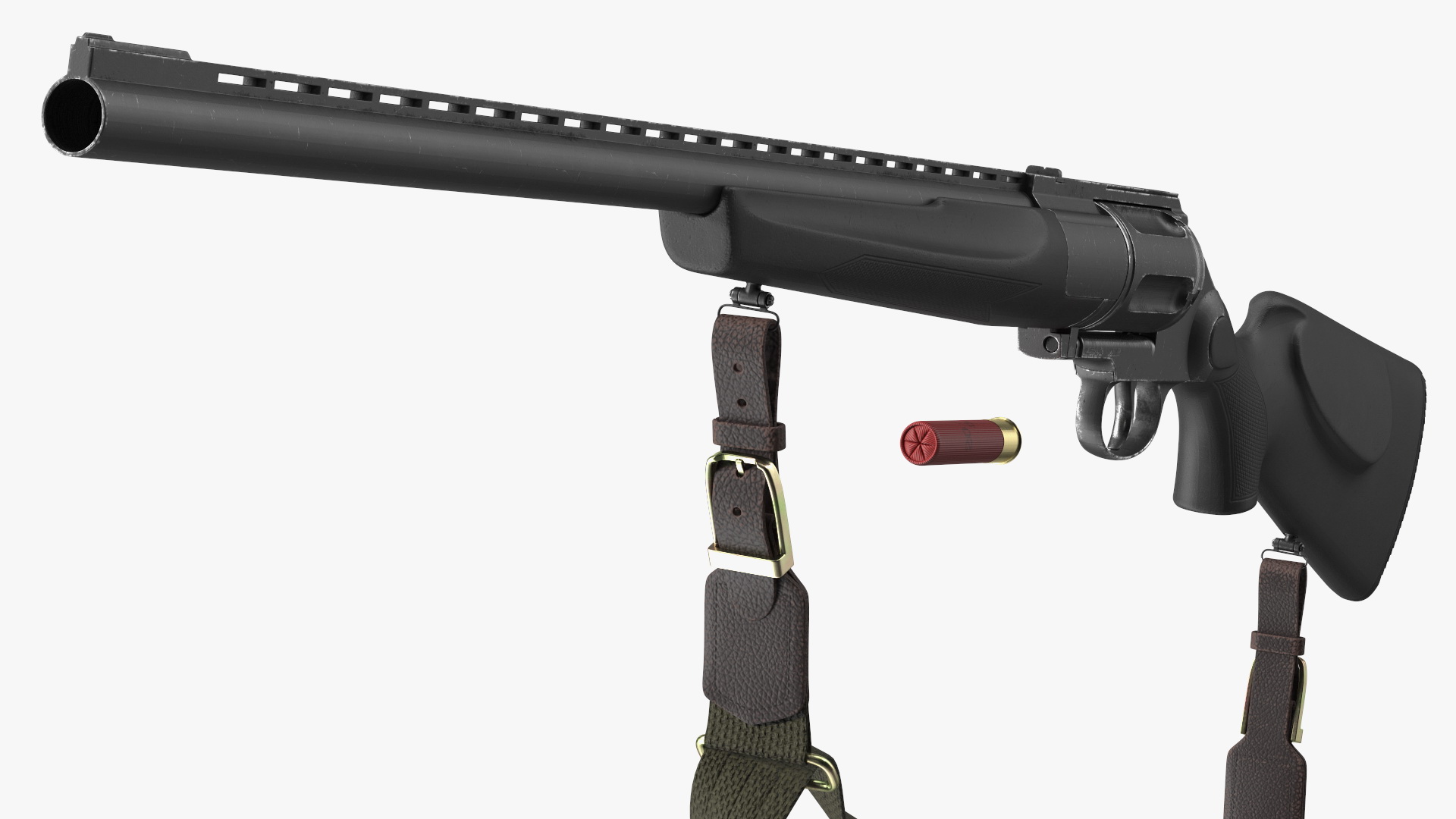 3D Russian Revolving Shotgun MTs255 Polymer Worn Rigged for Maya