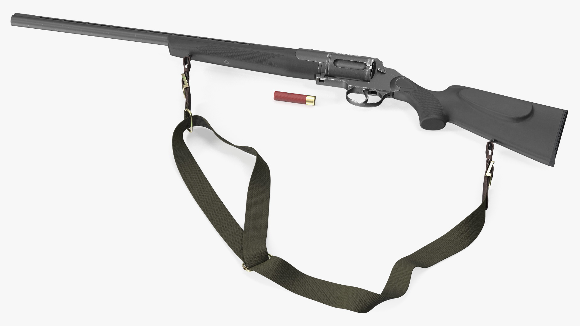 3D Russian Revolving Shotgun MTs255 Polymer Worn Rigged for Maya
