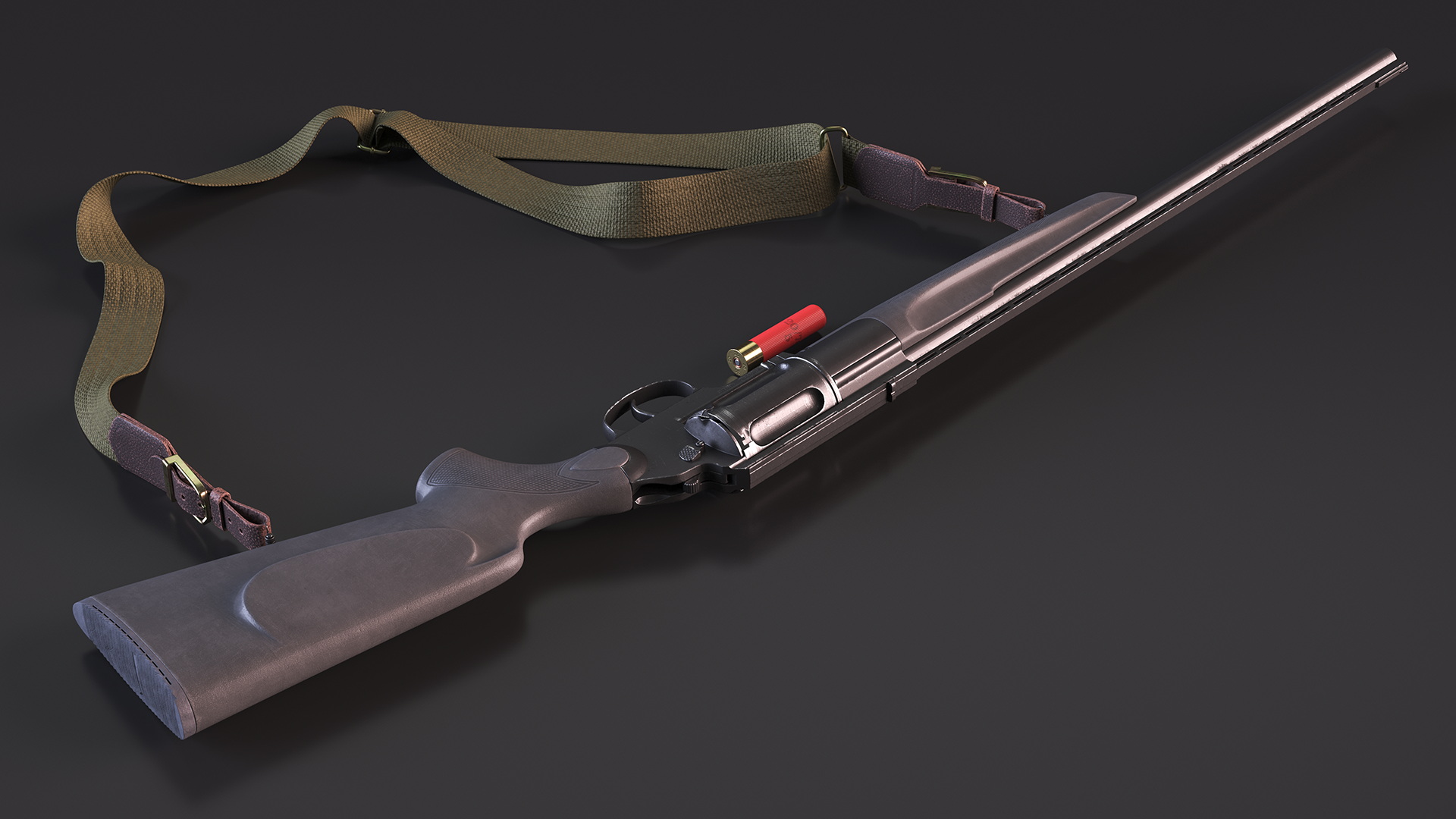3D Russian Revolving Shotgun MTs255 Polymer Worn Rigged for Maya